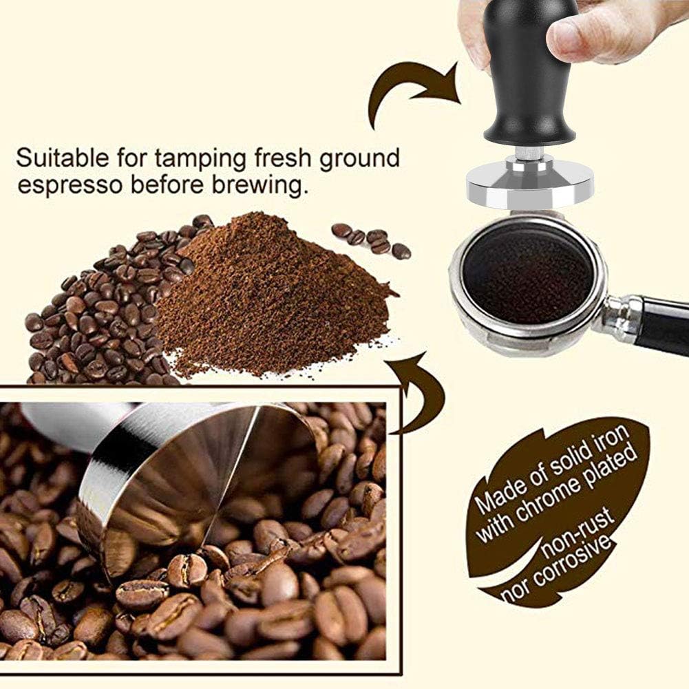 AUNMAS 58mm/51mm Espresso Coffee Tamper, Stainless Steel Coffee Tamper Flat Base Espresso Beans Press Tool Kitchen Accessories(58mm)