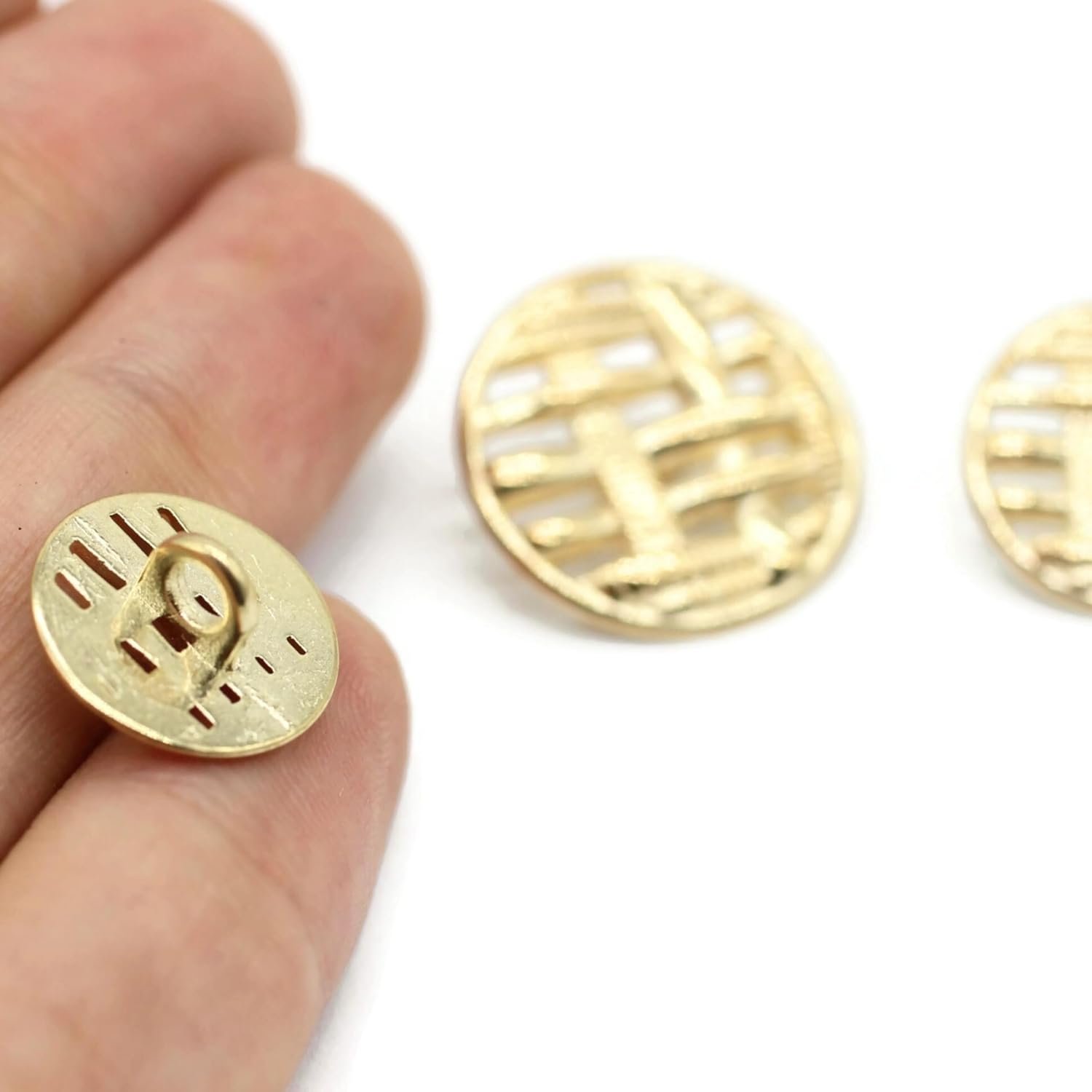 Gold Metal Shank Buttons - 12 Pcs - 3 Size Options - Weave Round Metal Shank Buttons for Men Women Blazer Coat Uniform Shirt Suit and Jacket Sewing Craft DIY N4803