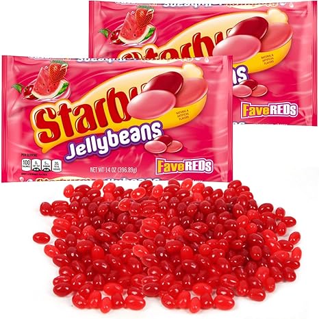 FaveReds Jelly Beans Fruit Chews Candy for Kids and Party Favors - Jelly Beans Fave Red Candies Watermelon, Cherry, and Strawberry Flavors for Sweet Snacking, Movie Candy - 2 Pack