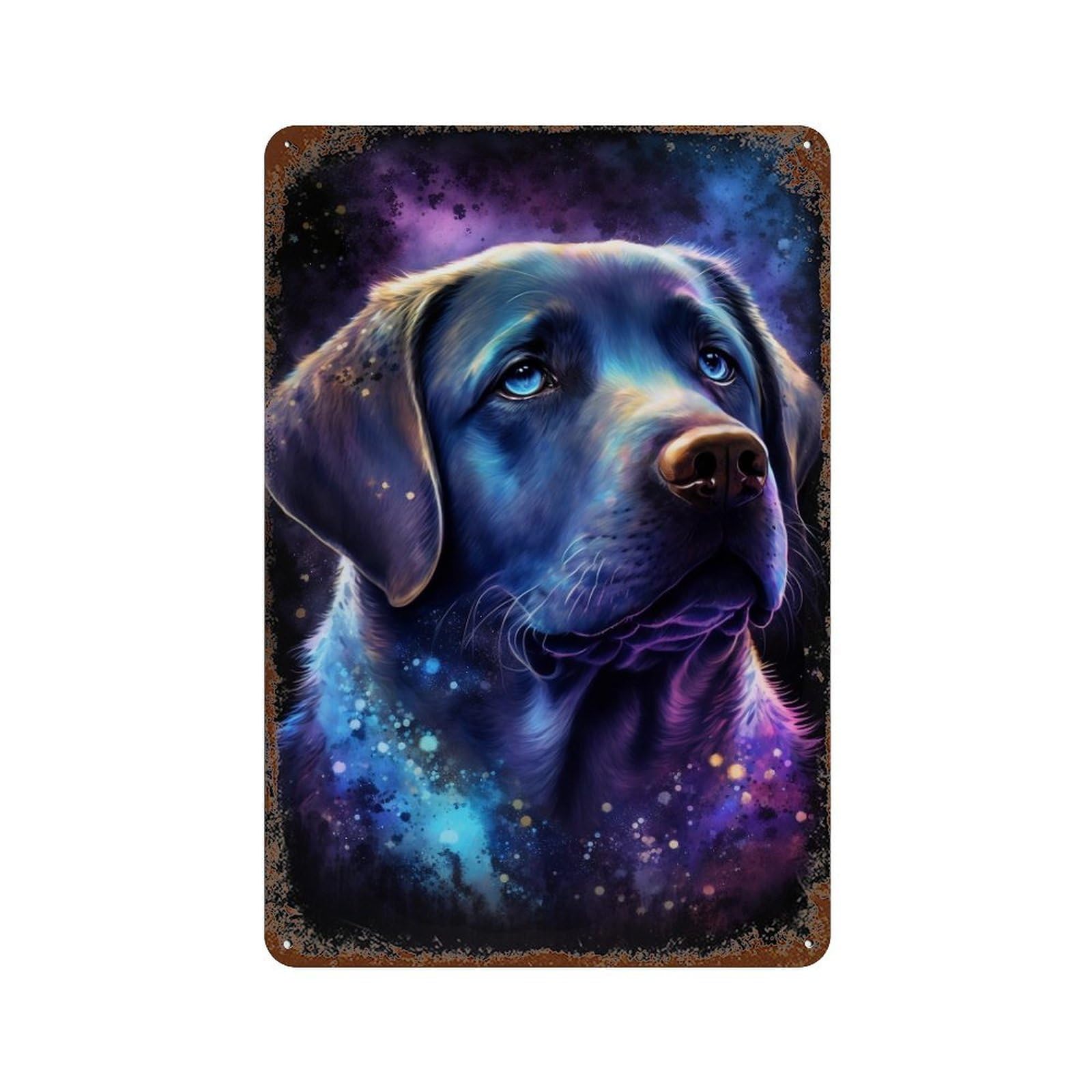 Cosmic Labrador Portrait-1 Vintage Rust Metal Sign 11.8"x7.9", for Garage, Bar And Workshop Decor, Decorative Metal Wall Art