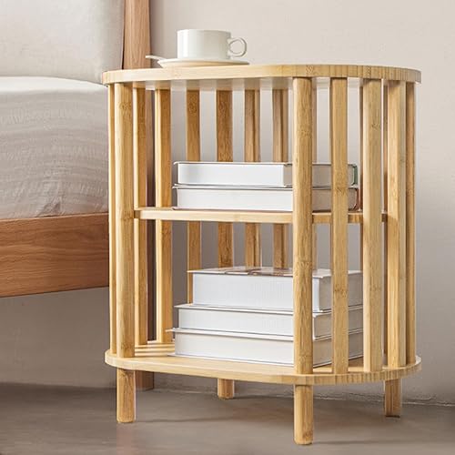 APRTAT Bamboo Night Stand Bedroom Room, 3 Tier Night Stands for Bedrooms End Table Side Tables Living Room, Bedside Table Storage Table for Bedroom and Living, End Tables Living Room, 19 x 11 x 21 in