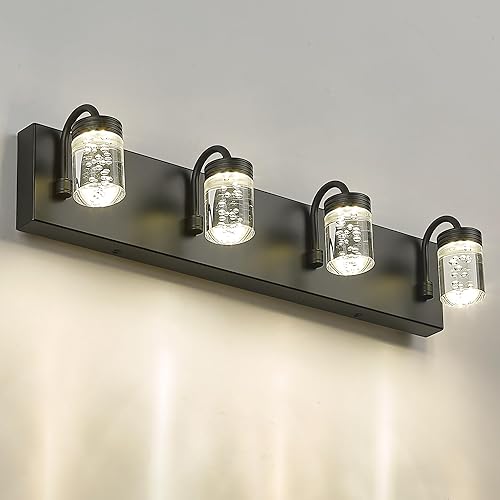 Miniatura 8 de LMS Moderno cristal LED luces de baño accesorios sobre espejo negro 3 luces de tocador para baño 12W 300040005000K luz blanca neutra LMS-176