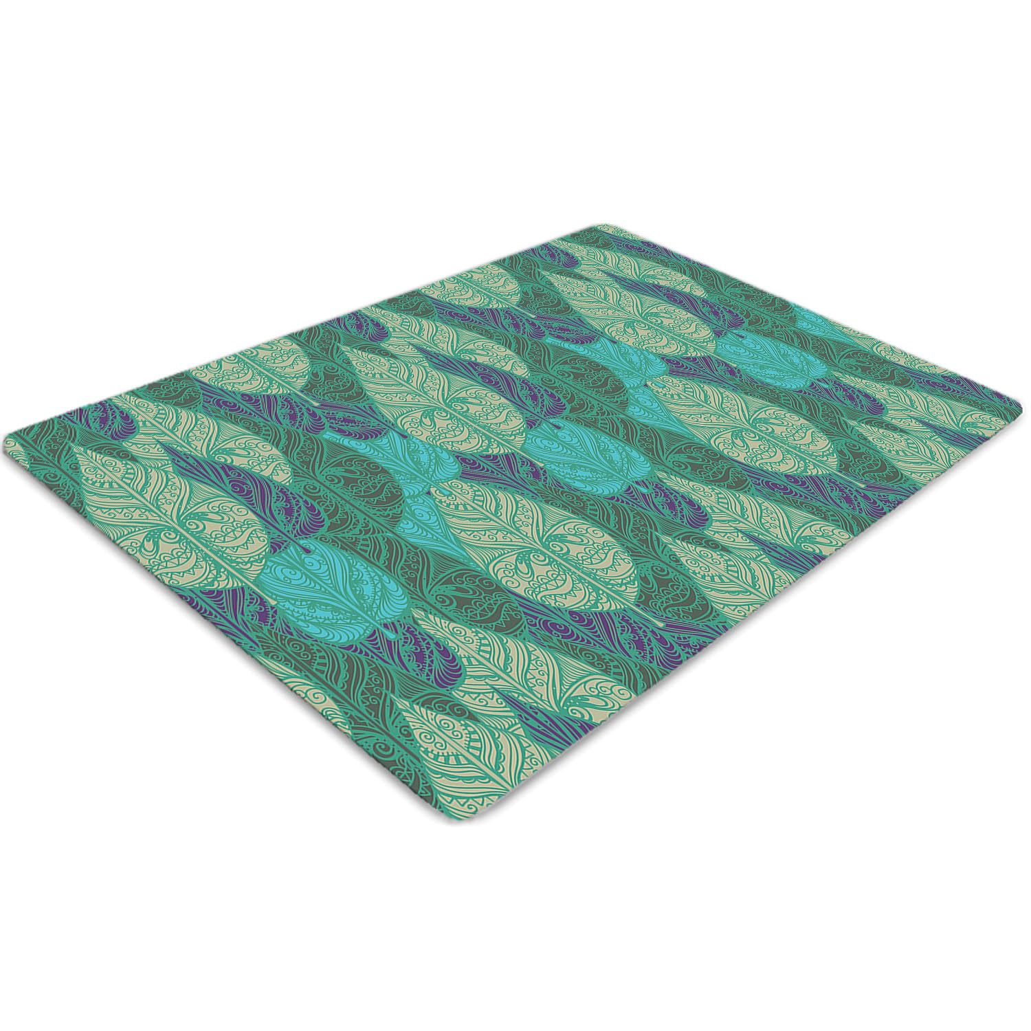 Tapis pour protection 140x100 cm en PVC transparent motif feuilles pour sol