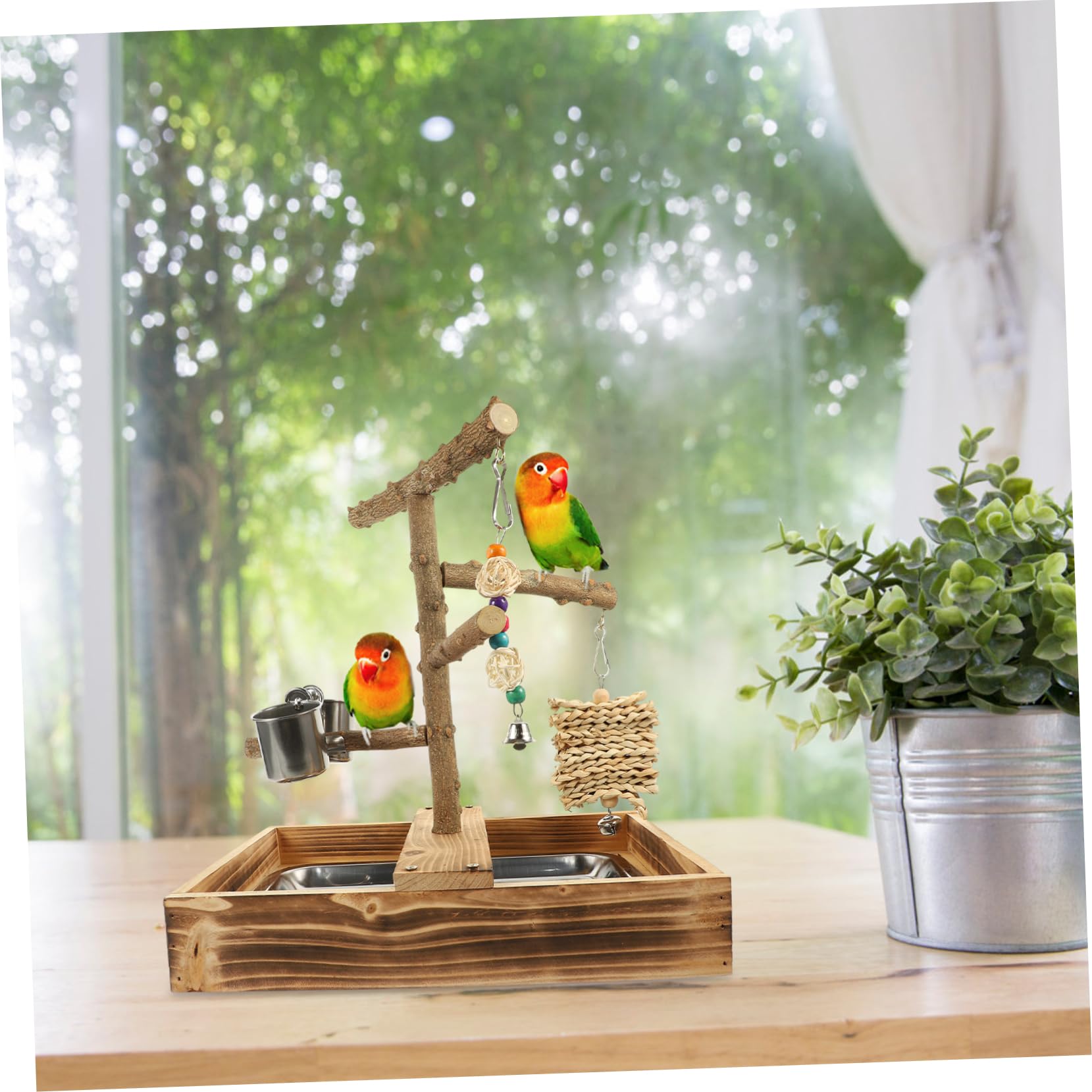 Abaodam Juguetes para Pájaros De Madera Zona para Pájaros Perchas para Loros Domésticos Accesorio para Periquitos Jaula