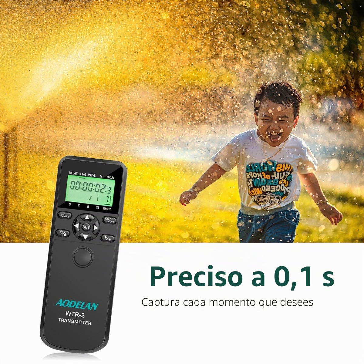 AODELAN WTR2 Disparador Inalámbrico Temporizador Mandos a Distancia Intervalómetro para Canon EOS R, 2000D, 80D, 77D, 70D, 60D, 800D, 200D, 6D MK II, 6D