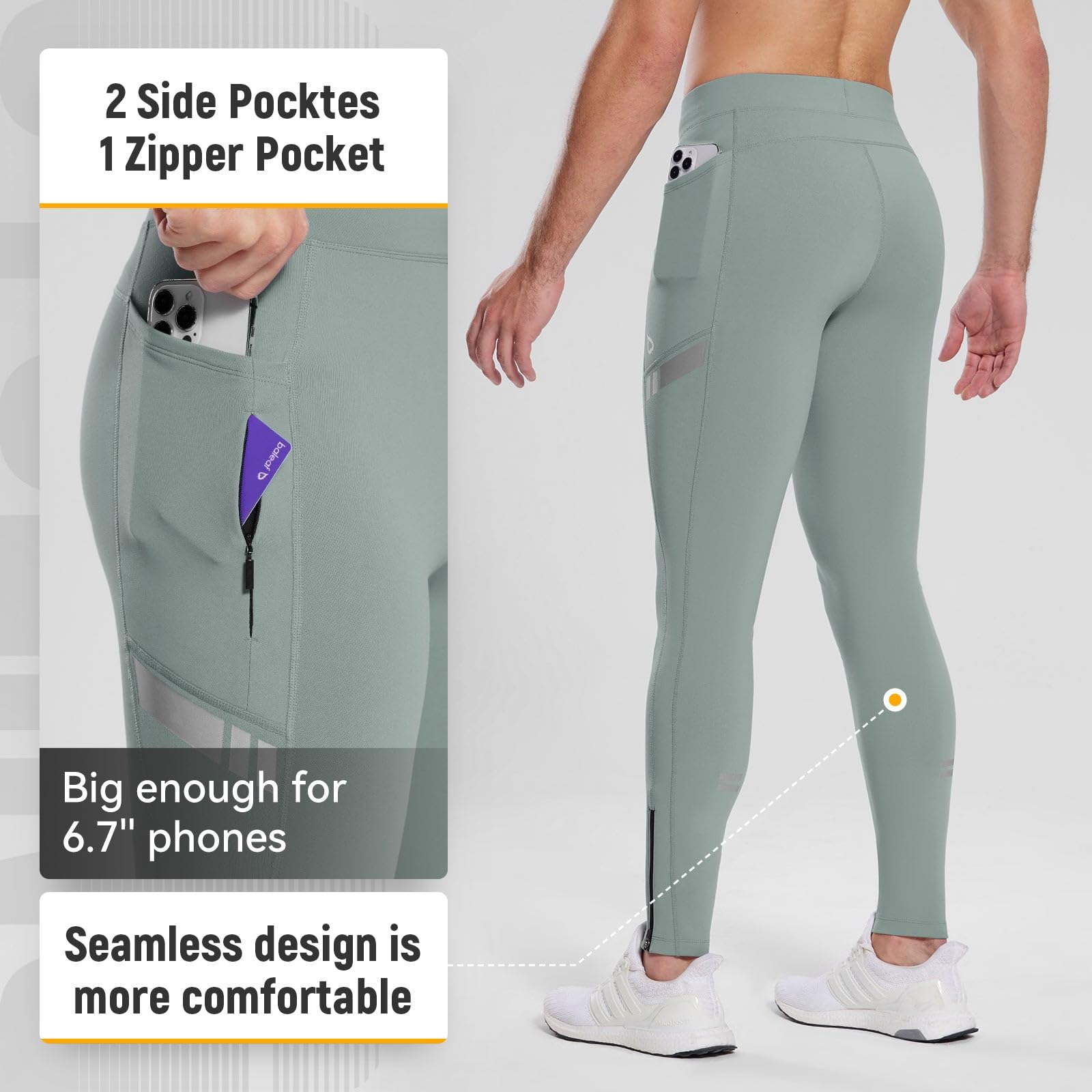 BALEAF Pantalones térmicos forrados de forro polar para hombre, impermeables, con bolsillos, para senderismo, para clima frío