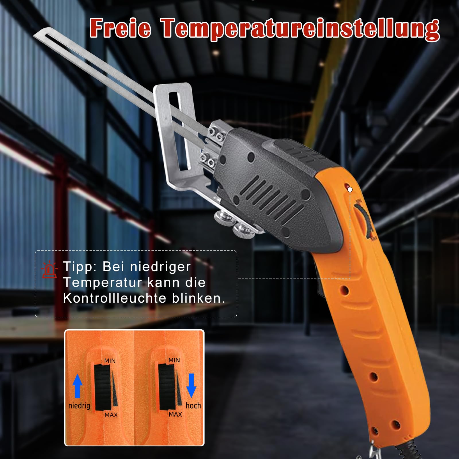 200W Styroporschneider Set mit Luftgekühlter, Elektrischer Styropor Schneidwerkzeug mit 8 Klingen für Styropor, EPS, EPP, EVA, KT Board