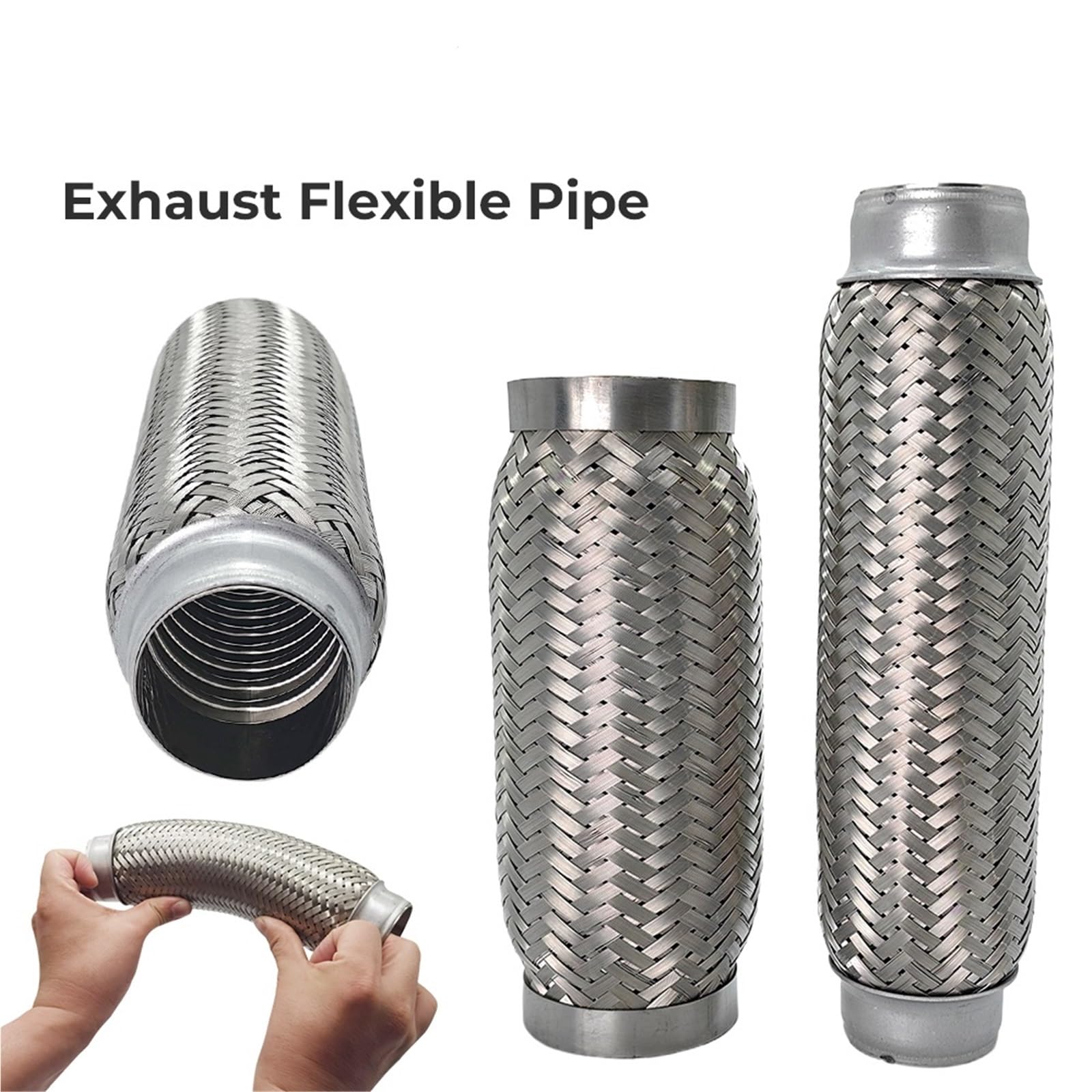Car Silencer 45mm 64mm elastyczne rury wydechowe samochodu połączenie oplot mieszek tłumik ze stali nierdzewnej złącze rurowe spawane uniwersalne(45-251mm)
