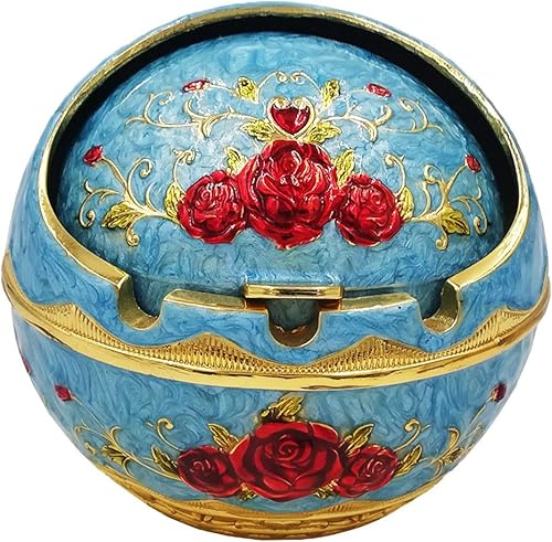 Miniatura 10 de Cenicero resistente al viento con tapa para uso en exteriores e interiores, ceniceros de cigarrillos portátiles de metal, bandeja de cenizas de