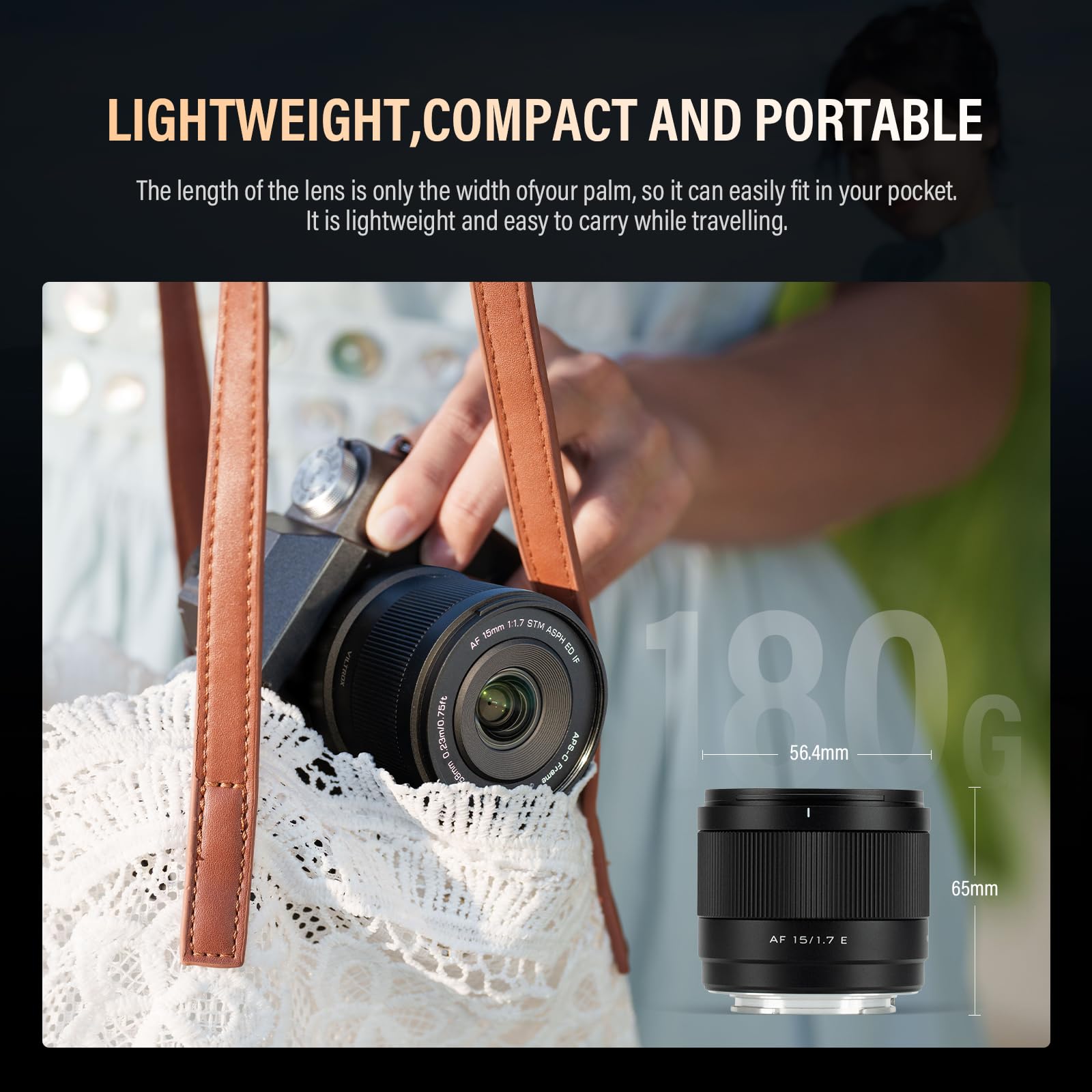VILTROX 15mm F1.7 Air Autofokus Objektiv für Sony E-Mount Kamera Objektive STM APS-C große Blende Weitwinkel Camera Lense Kompatibel für Sony A6100 A6300 A6400 A6500 A6600 NEX A7 A7I A7R A7S A7SI A9