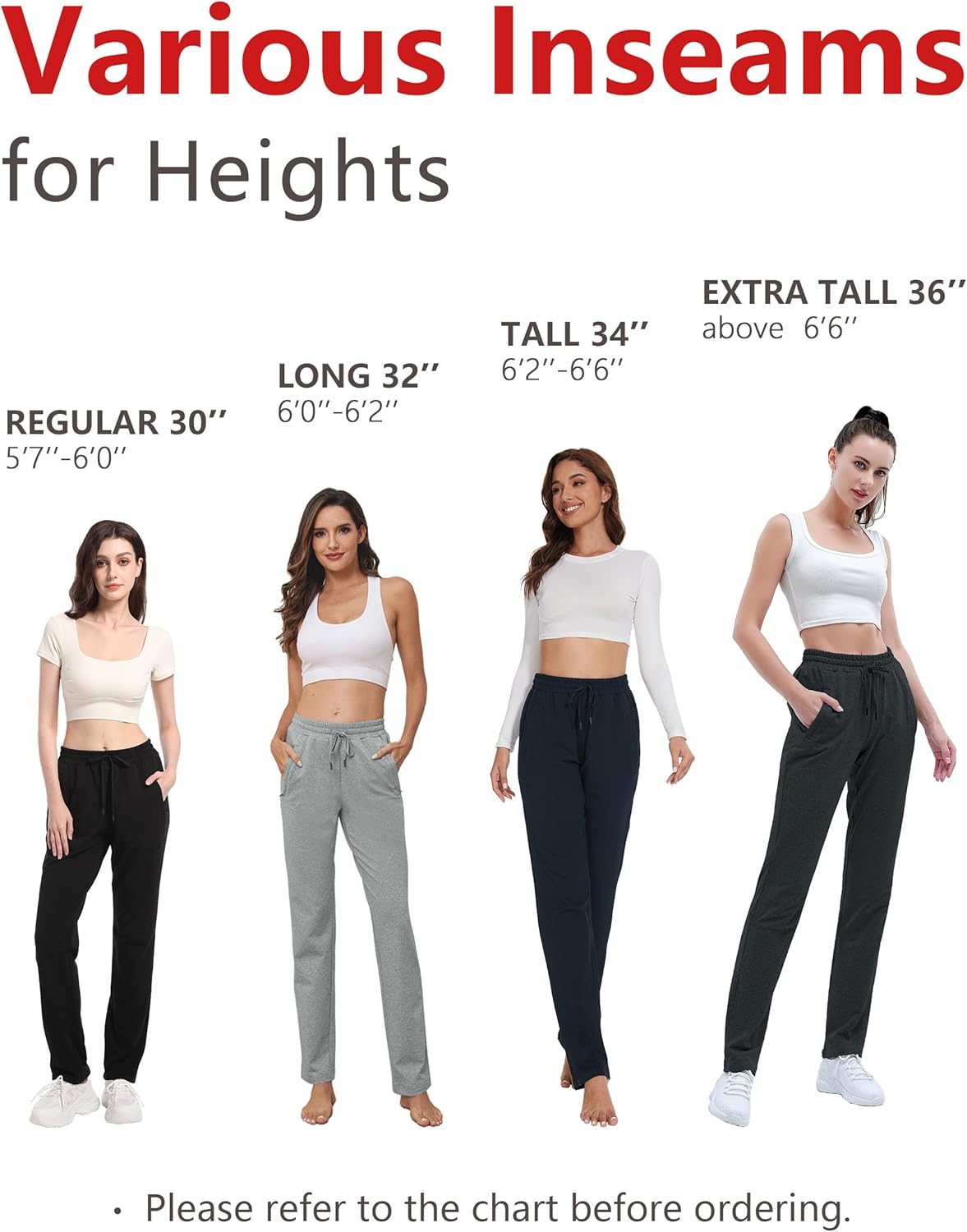 SEVEGO Women's Sweatpants Tall Cotton Yoga Lounge 30"/32"/34"/36" Casual Open Bottom Soft Workout Zipper Pocket Joggers - Image 3