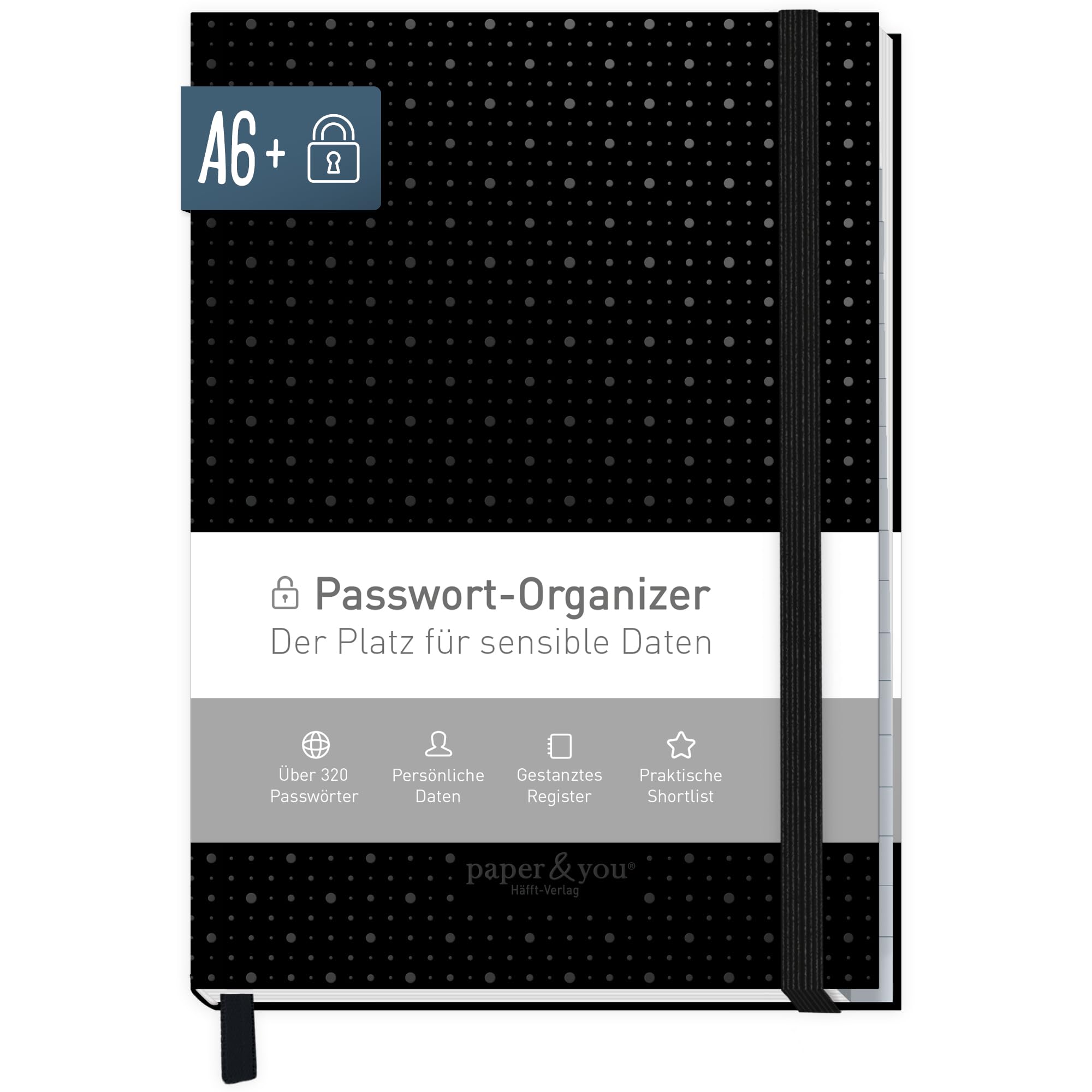 paper&you® wachtwoordboek A6 met register A-Z World Wide voor 320 toegangsgegevens, wachtwoordmanager klein, wachtwoordboek Duits - duurzaam & klimaatvriendelijk