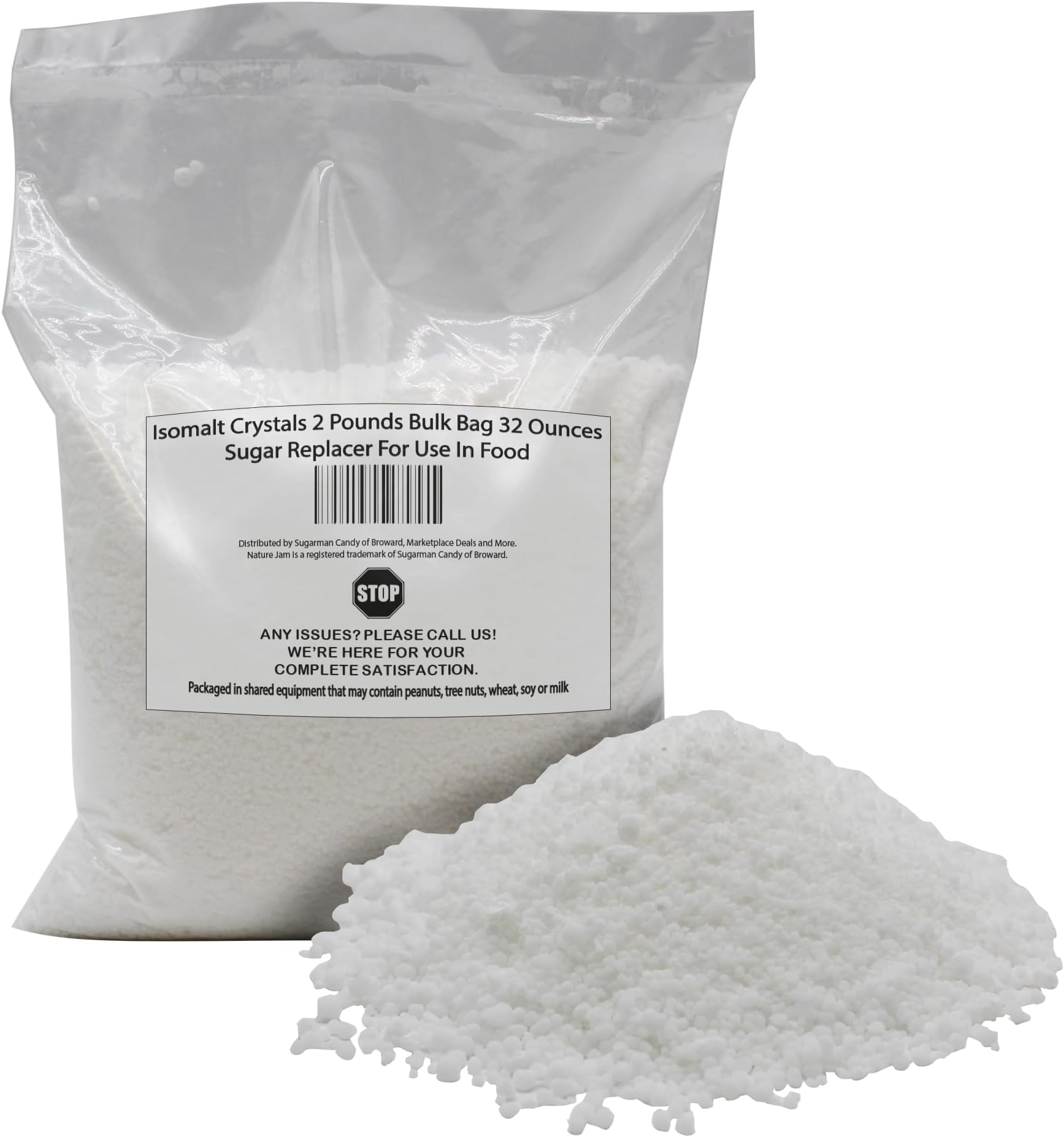 Isomalt Crystals 2 Pounds Bulk Bag 32 Ounces-Sugar Replacer For Use In Food