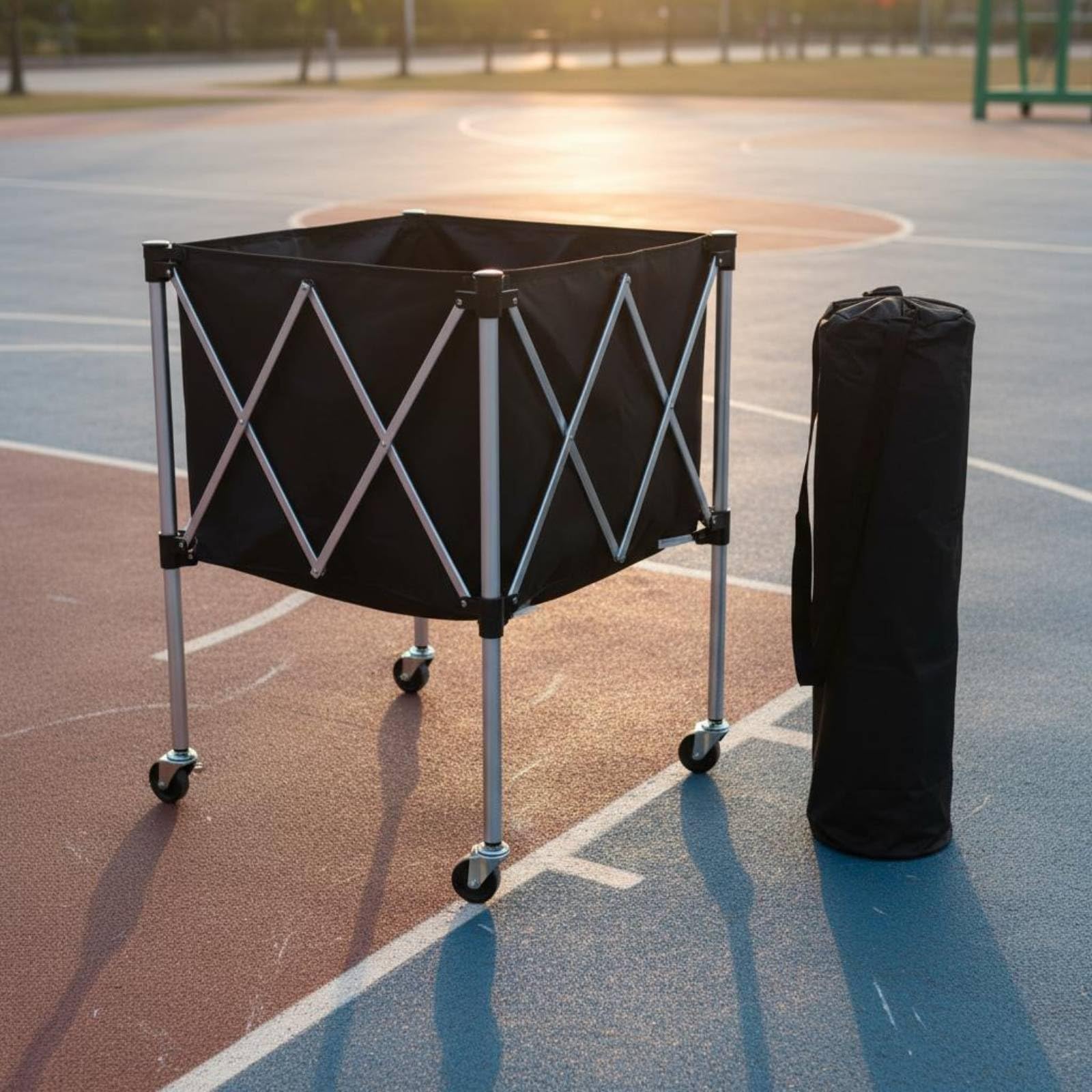 perfeclan Carro Deportivo Plegable Carro Portabalones Organizador Carro de Balones Carrito de Entrenamiento con Estructura Estable y Bolsa Amplia Adecuado para