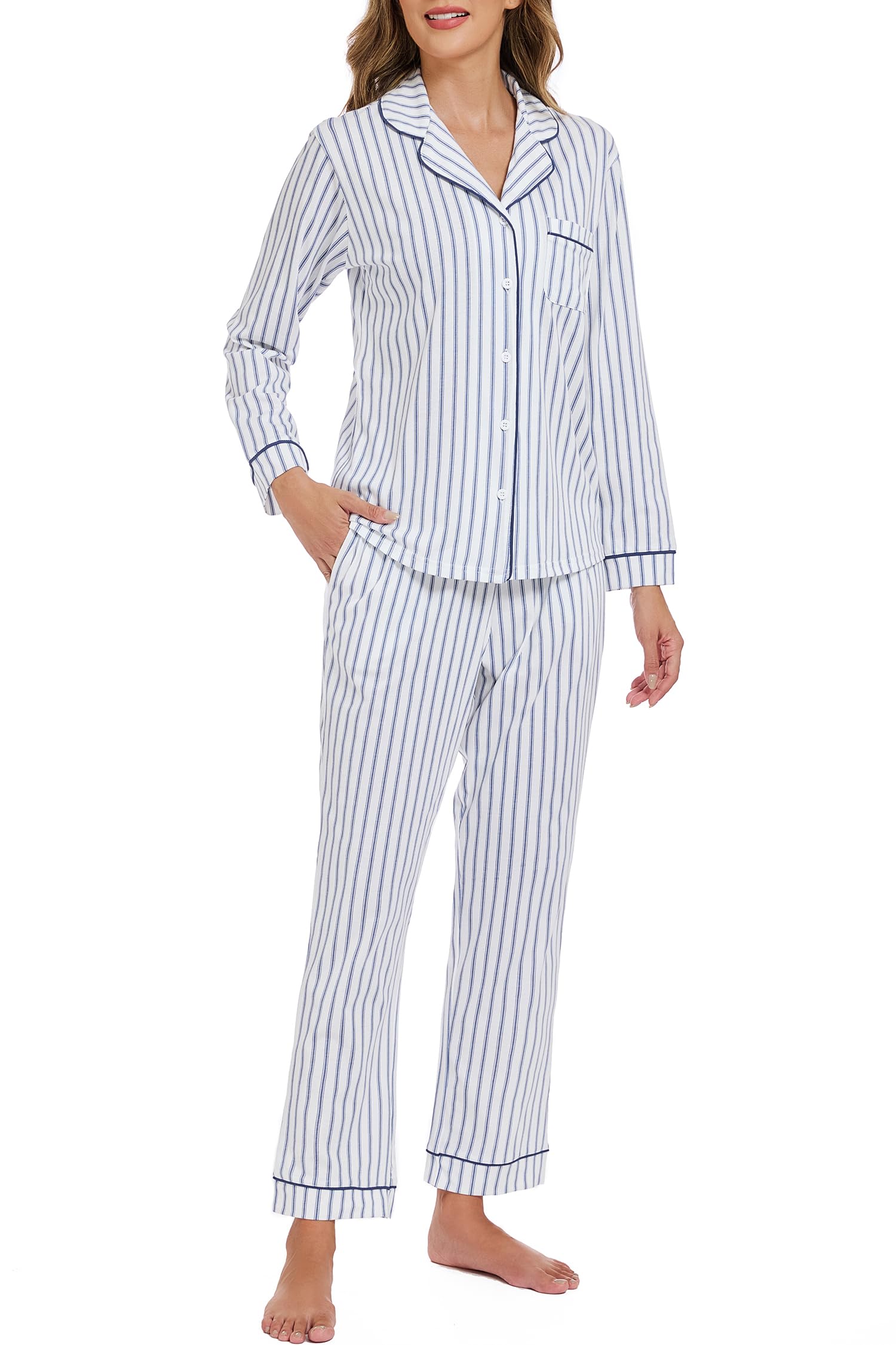 LUBOT 100% Cotton Pajamas for Women PJ Set