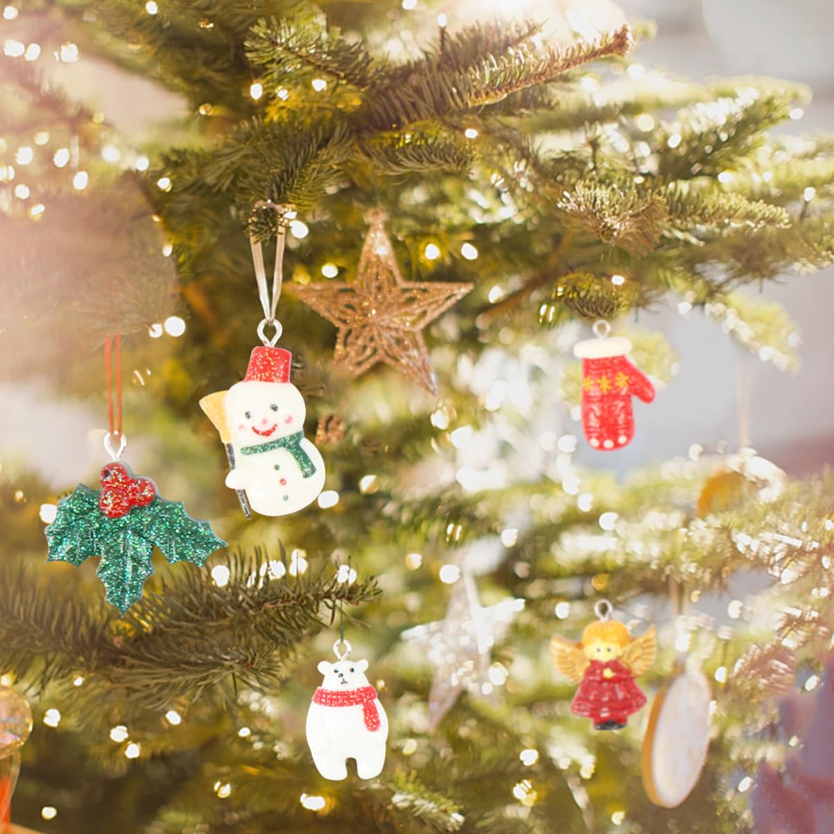 72 Piezas colgante de navidad pequeños adornos para mini árbol pequeños adornos para el árbol de navidad obsequios personalizados presentes personalizados colgante de resina