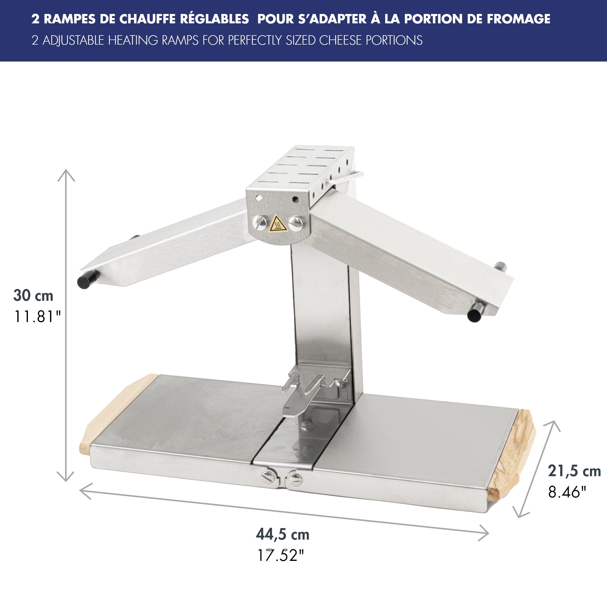 Louis Tellier – Rasqueta Brezière® Signature Inox – Tamaño adecuado para 1/4 o 1/6 de muela – 1 a 4 personas – Rampas calefactoras ajustables – Plegable – Interruptor de seguridad – 230 V