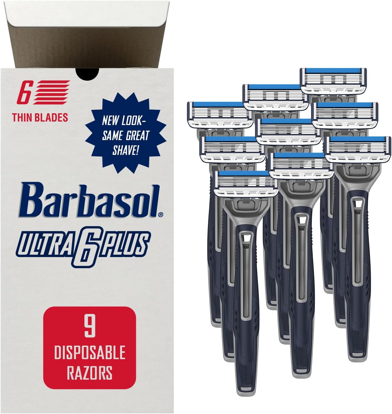 Ultra 6 Plus Value Pack | Premium 6-Blade Disposable Razors | Disposable Shaving Razor Bundle | Close Shave Technology, UltraTrimmer 7th Blade, Pivoting Head (3 Packs / 9 Total Razors)