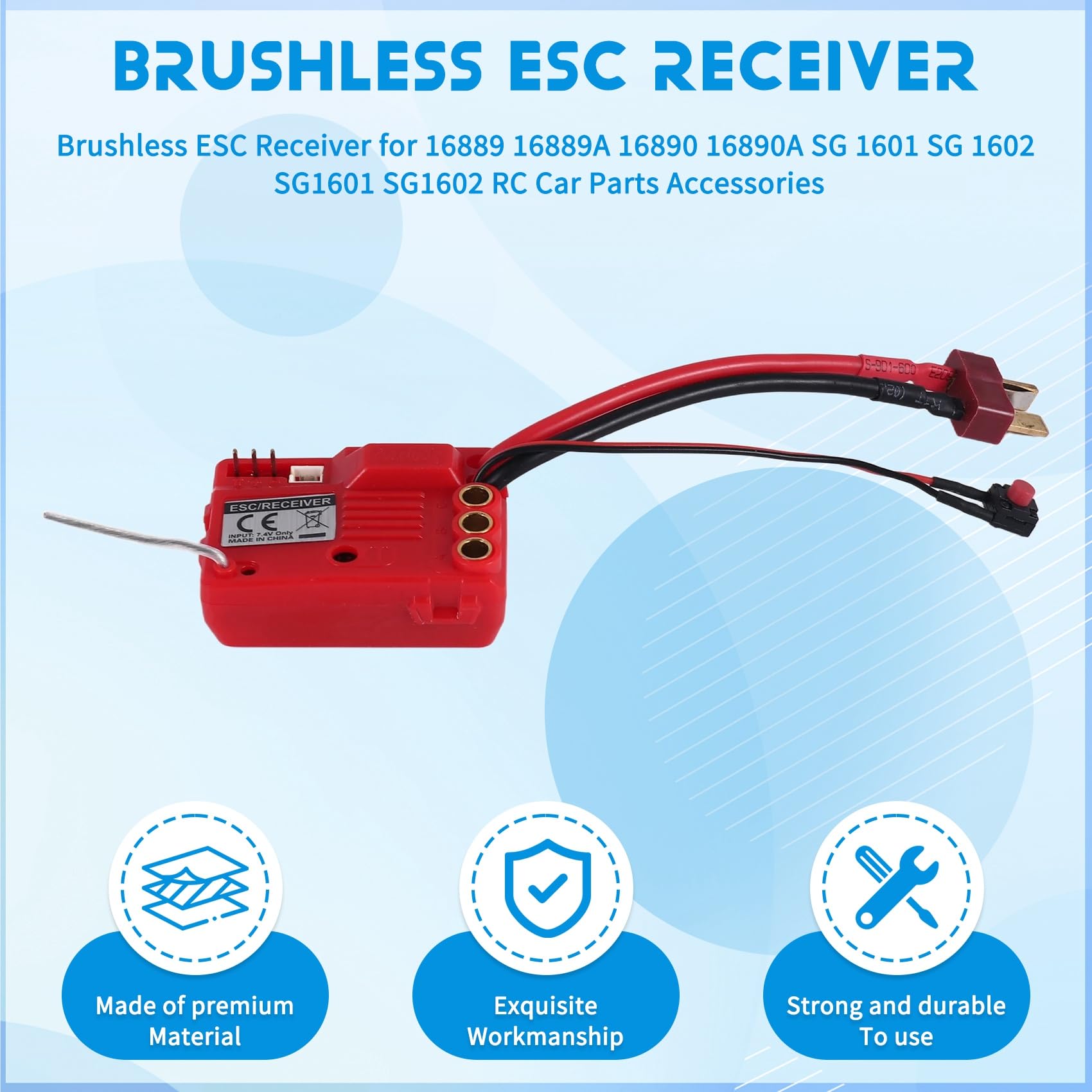Récepteur ESC Sans Balais Pour HBX 16889, 16890, 1601, 1602, SG1601, SG1602 – Pièce De Rechange Pour Voiture RC 1/16