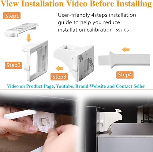 Miniatura 5 de Vmaisi Cerraduras magnéticas adhesivas para armarios y cajones (64 cerraduras y 8 llaves)