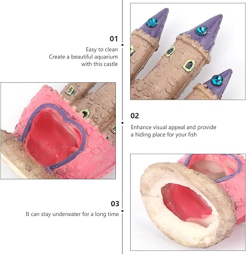 Miniatura 3 de Corazón Castillo Estatua Acuario Castillo Peces Cueva Oculta Tanque de Peces Ornamento Decoración Reptil Accesorios de Acuario Accesorios de Acuario