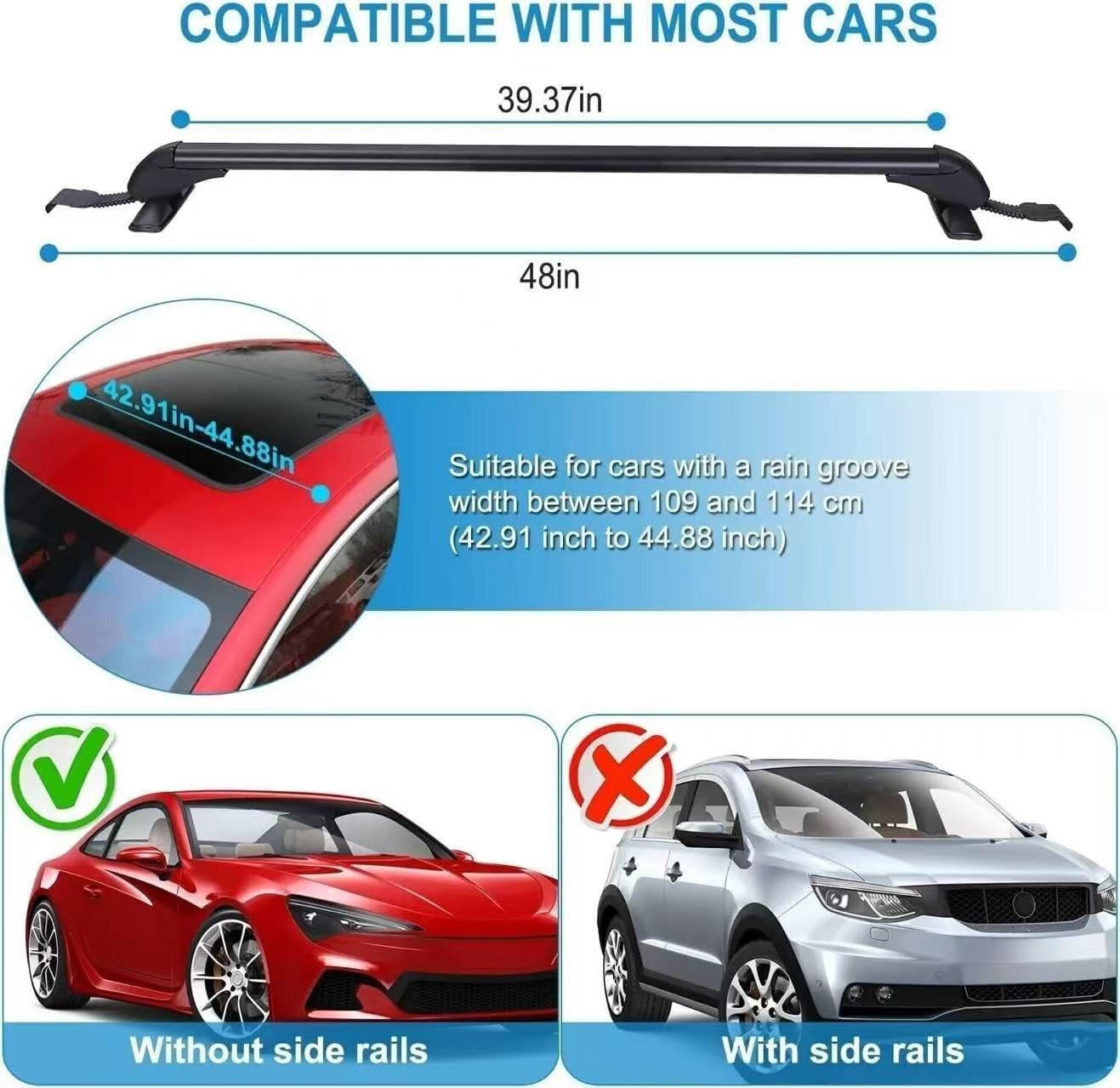 Cross Bars Crossbar Roof Rack Cargo Rack Luggage Bars Fits for Altima 2007-2020 Roof Racks Aluminum Crossbar Roof Rail Bar 2PCS (Black)