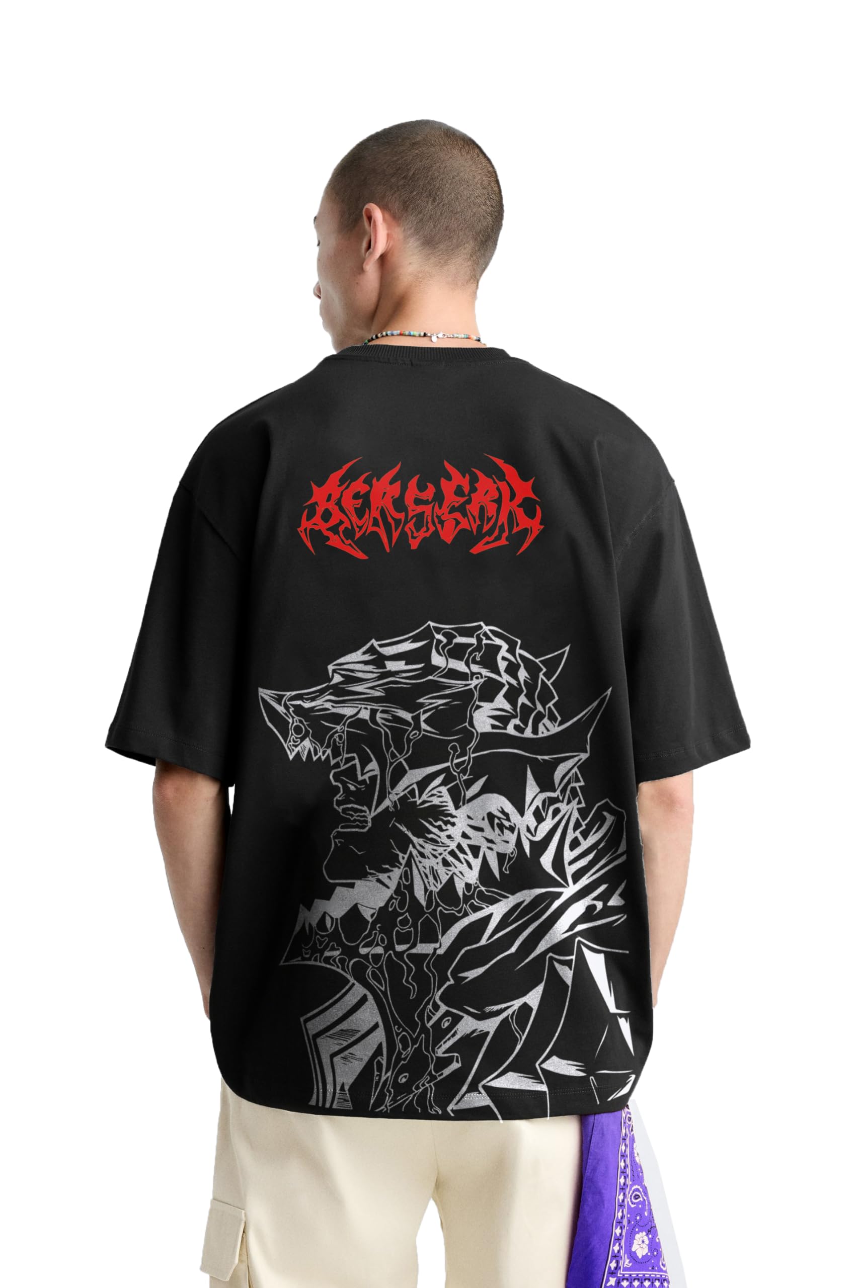 swiftruxBerserk Oversized Cotton Black Mens t Shirt| Mens Oversized t Shirt | Anime t Shirt| Loose fit T Shirt
