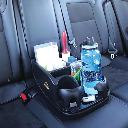 Miniatura 6 de Armor All Organizador de consola de automóvil, organizador de asiento de automóvil con 2 portavasos ajustables, 3 compartimentos de almacenamiento