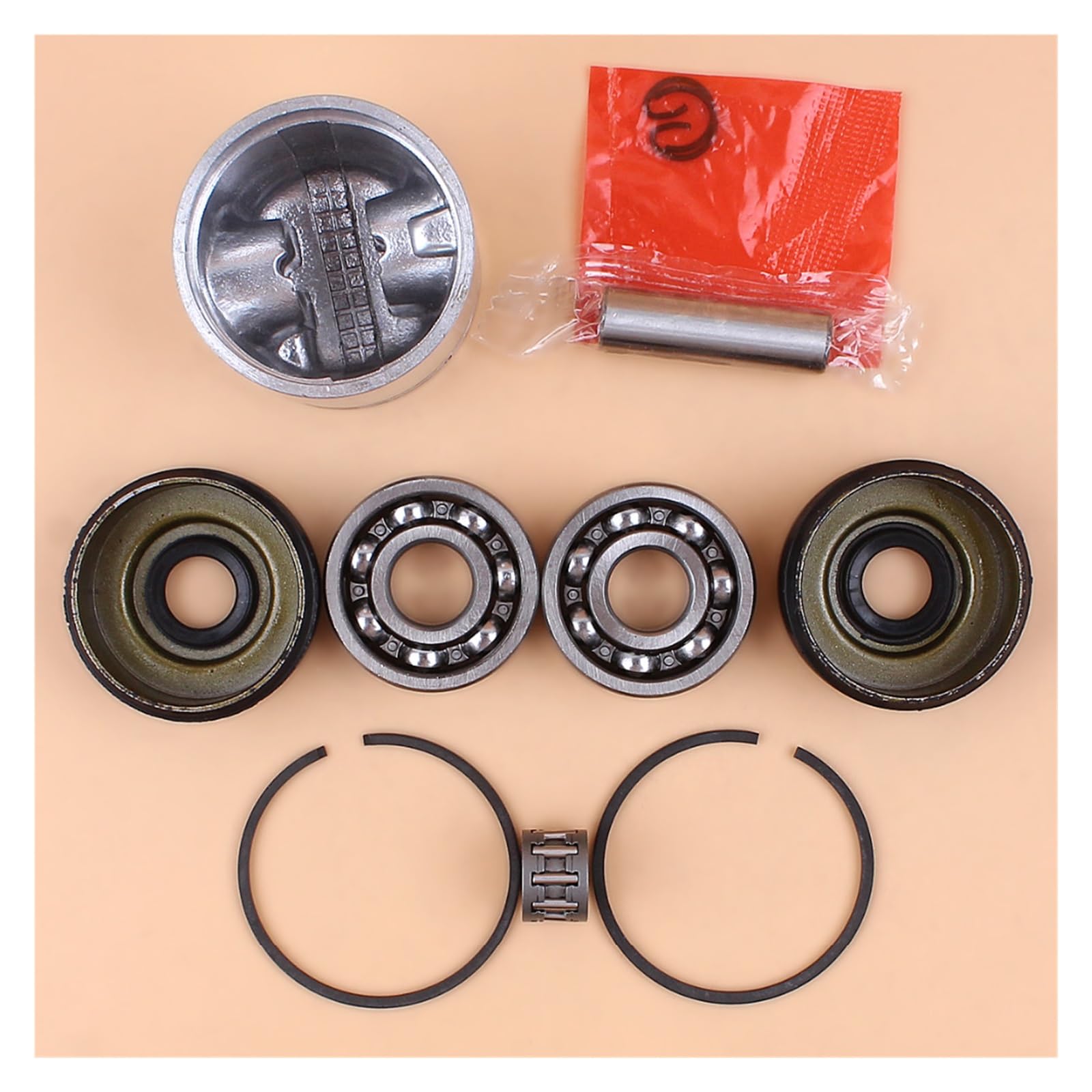 Kit de sello aceite rodamiento bolas anillo pistón 41mm for Partner 350 351 352 370 371 390 401 420 piezas Motor motosierra Motosierras