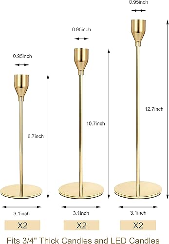 Miniatura 30 de Portavelas cónicos dorados, juego de 3 portavelas de metal para decoración de candelabros, ideal para centro de mesa de manto, bodas, comedor, Oro