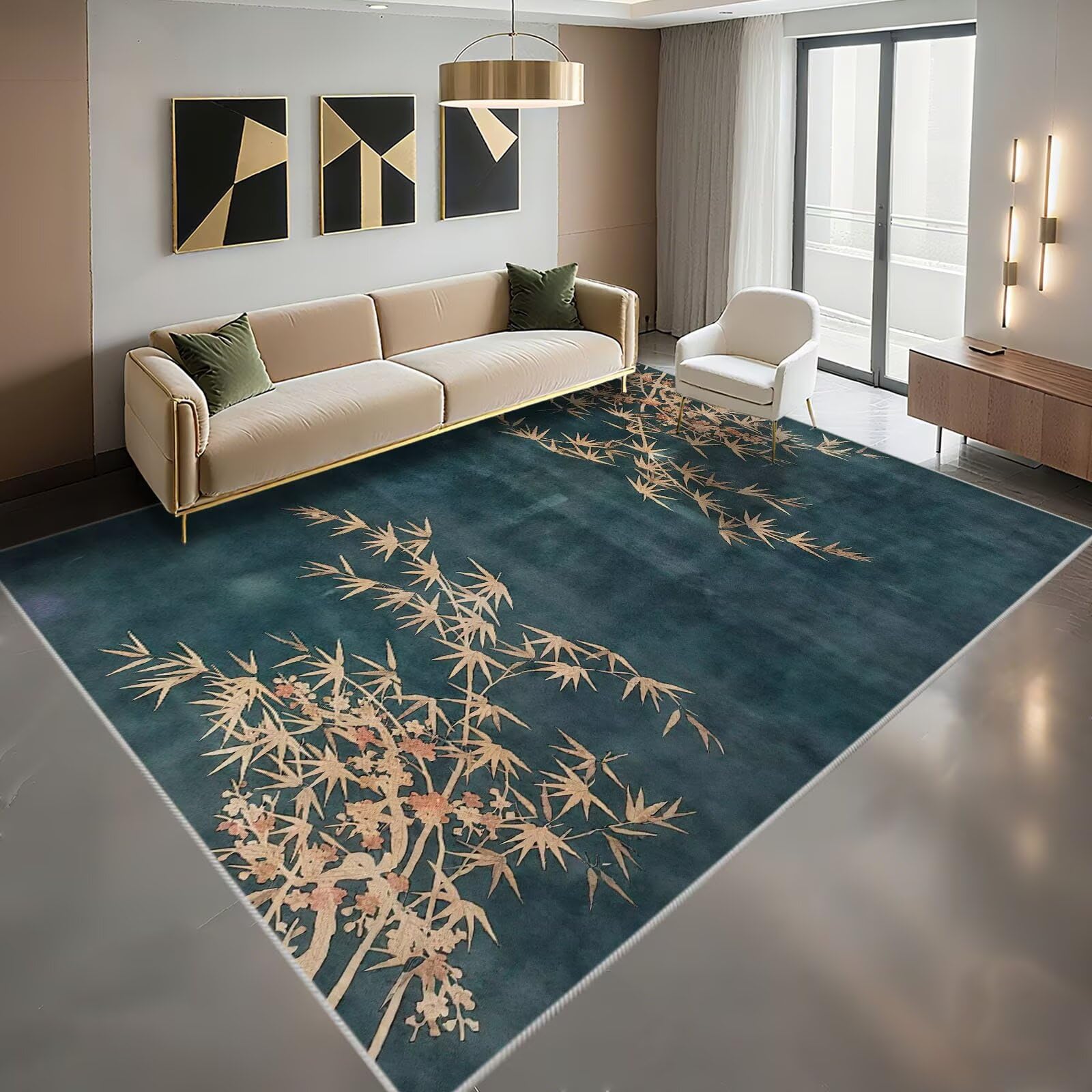 Tapis de chambre vert 170x240 cm pour créer un coin nature dans votre salon