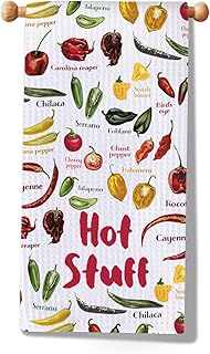 JXGZSO Hot Stuff Chili Pepper Towel Spicy Food Lover Gift Kitchen Gift Chili Kitchen Towel Chili Themed (Chili Towel)
