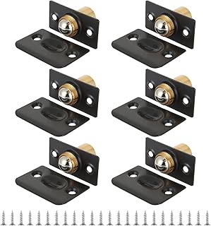 FVIEXE 6PCS Ball Catch Door Hardware, Adjustable Closet Door Ball Catch Top Replacement with Strike Plate, Interior Doors Drive-in Ball Catches Latch Ball Spring Door Catch for French Door Cabinet