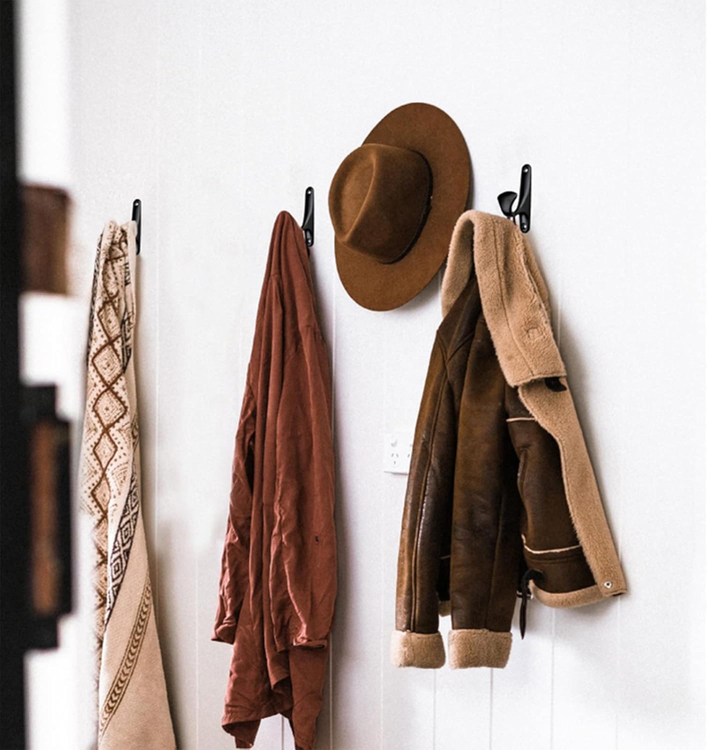 6 Pcs Single Metal Hooks Wall Mounted Coat Hooks Individual Metal Hooks for Door Coat Clothes