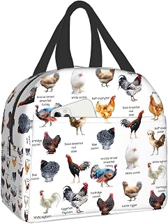 Chicken Lunch Bag for Women Men, Insulated Reusable Lunch Tote Bag, Large Capacity Lunch Box for Work, Leakproof Cooler Lunch Bag for Office Picnic Travel