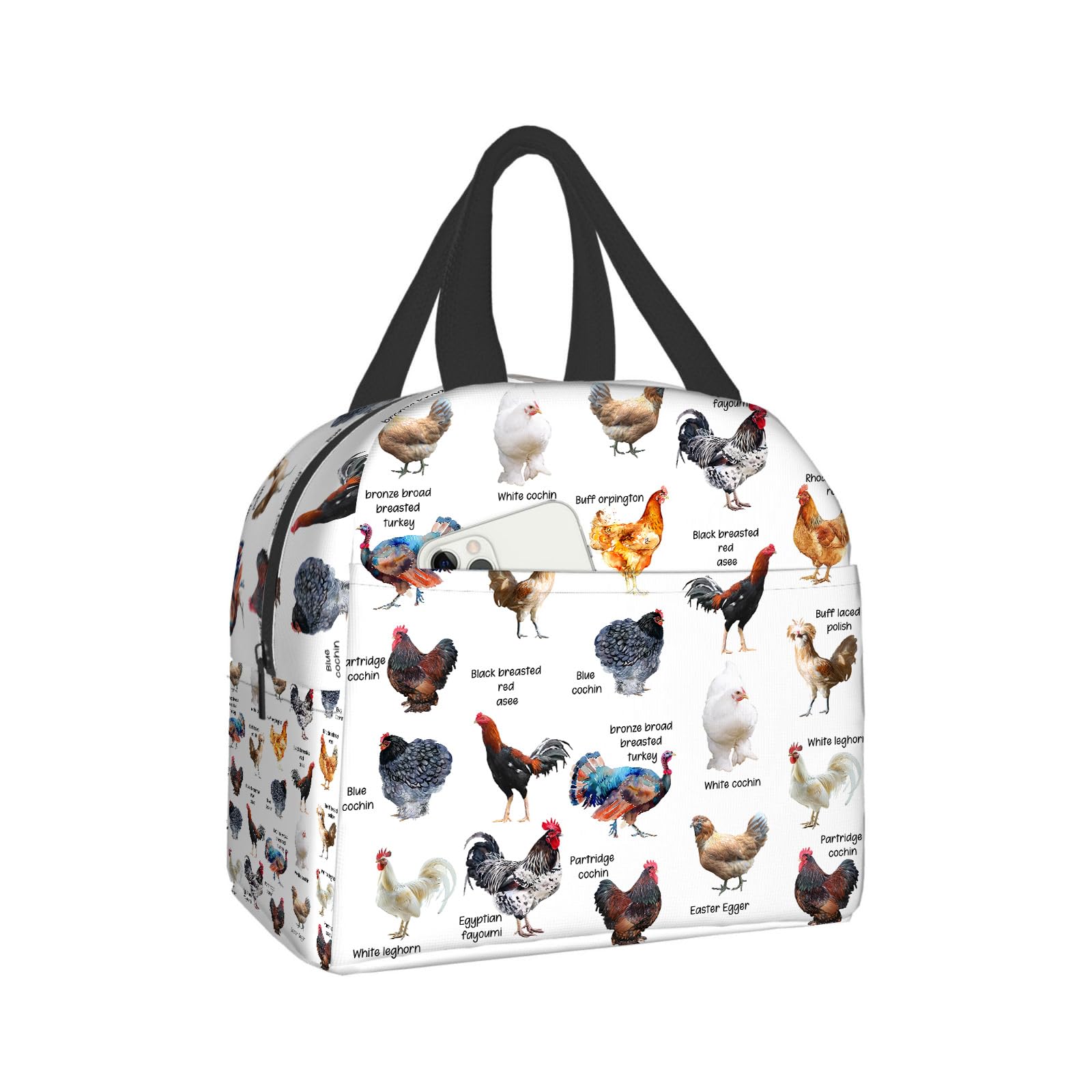 Chicken Lunch Bag for Women Men, Insulated Reusable Lunch Tote Bag, Large Capacity Lunch Box for Work, Leakproof Cooler Lunch Bag for Office Picnic