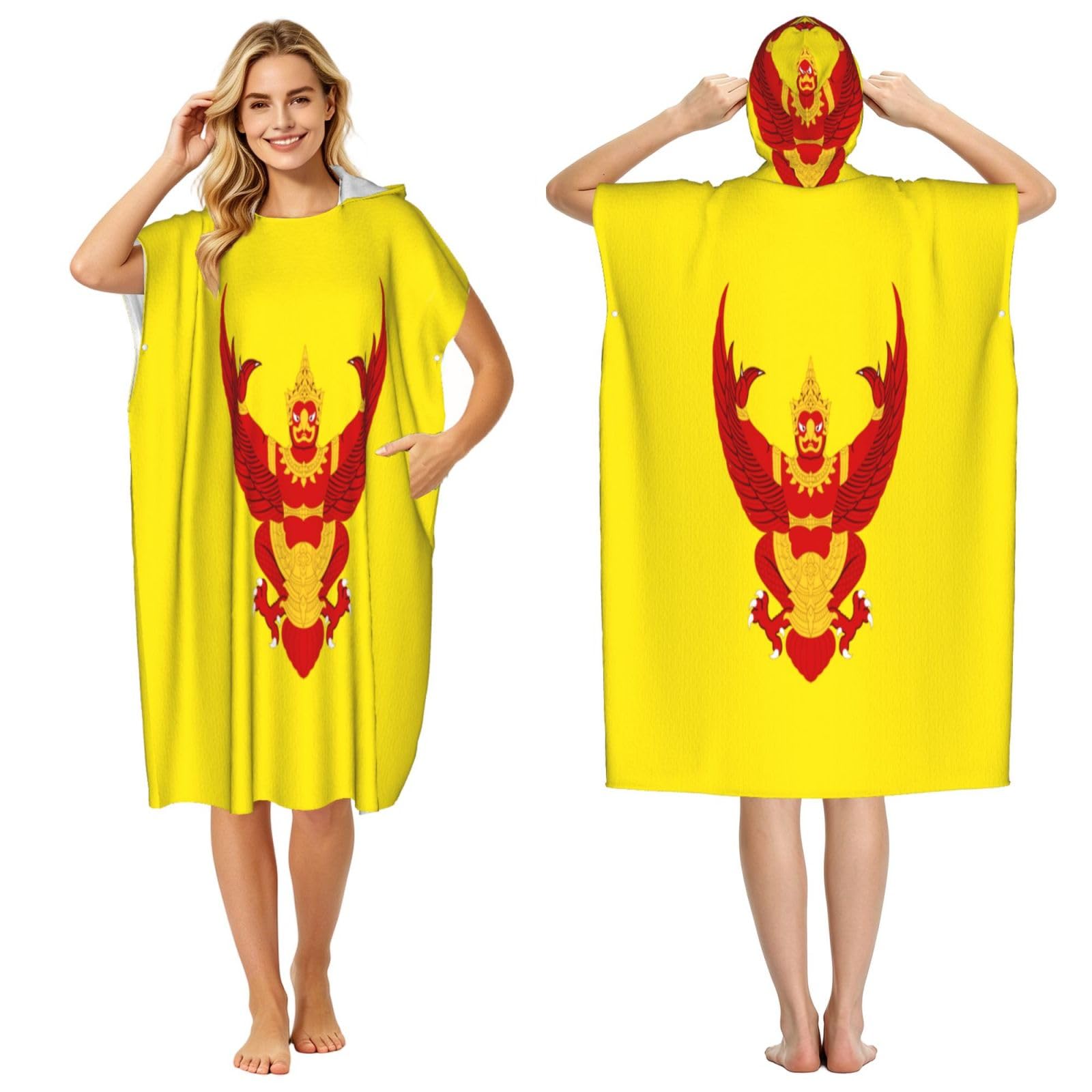 DTHKJNLSF Royal Flag Of Thailand Adult Hooded Beach Poncho Towel