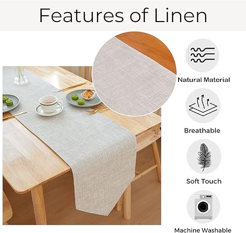 Miniatura 8 de Camino de mesa de lino y algodón de arpillera, tejido rústico de color sólido, para comedor, cocina, vacaciones, Halloween, Navidad, fiesta (12 x 70
