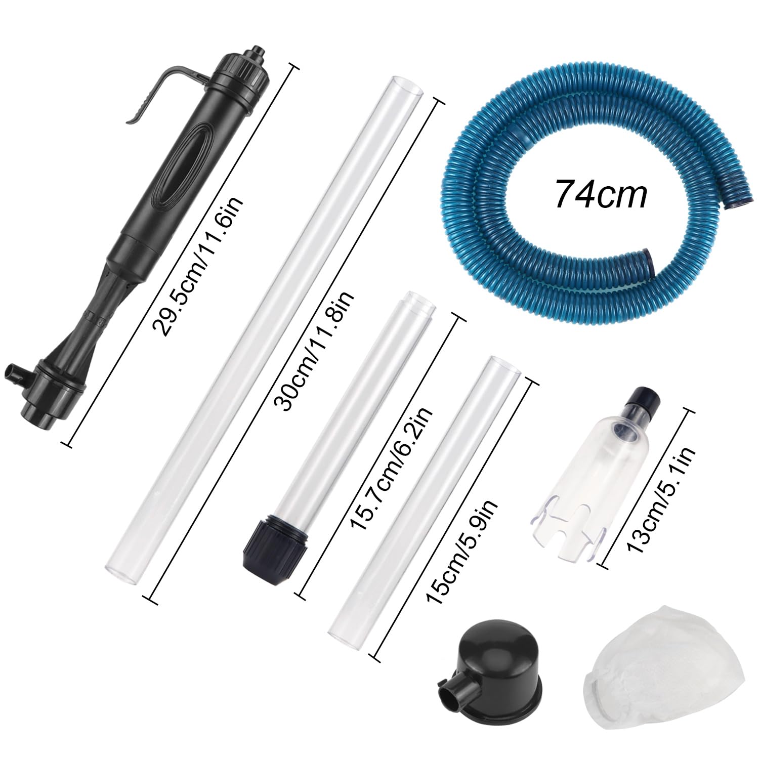 JSMTKJ Aspirador Automático para Acuario Limpiador de Grava con Esponja de Filtro Limpiador de Grava para Acuario Multifuncional Cambiadores de Agua para Acuarios Medianos y Grandes