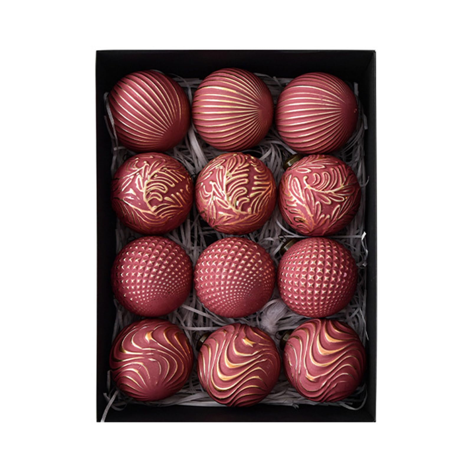 12Pcs Glittering Christmas Ball Baubles Ornament Shatterproof Tree Hangings Decorations For Winter Holiday Ball Pack