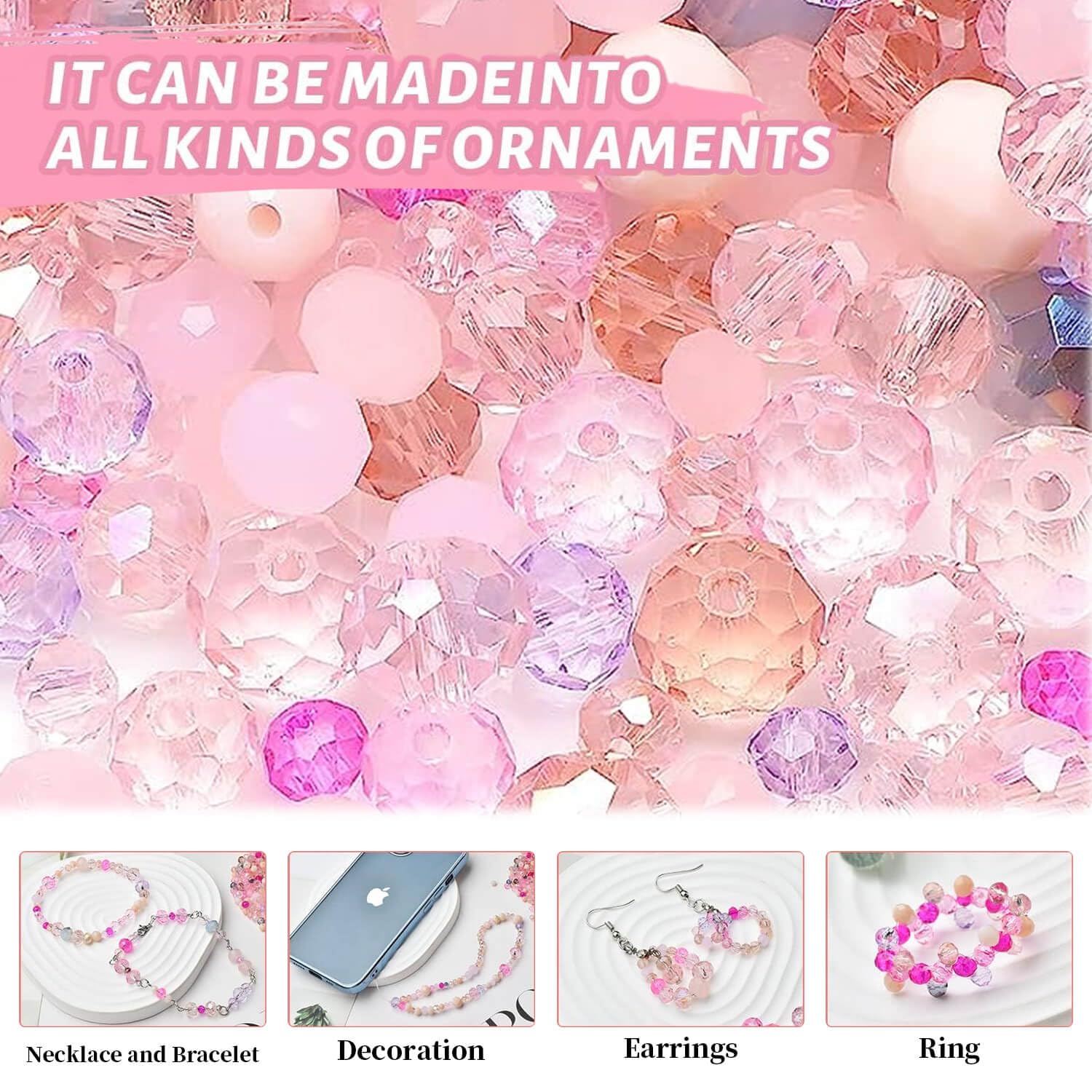 1000 Pièces Perles De Verre En Cristal, Vert Perles à Facettes, 4/5/6