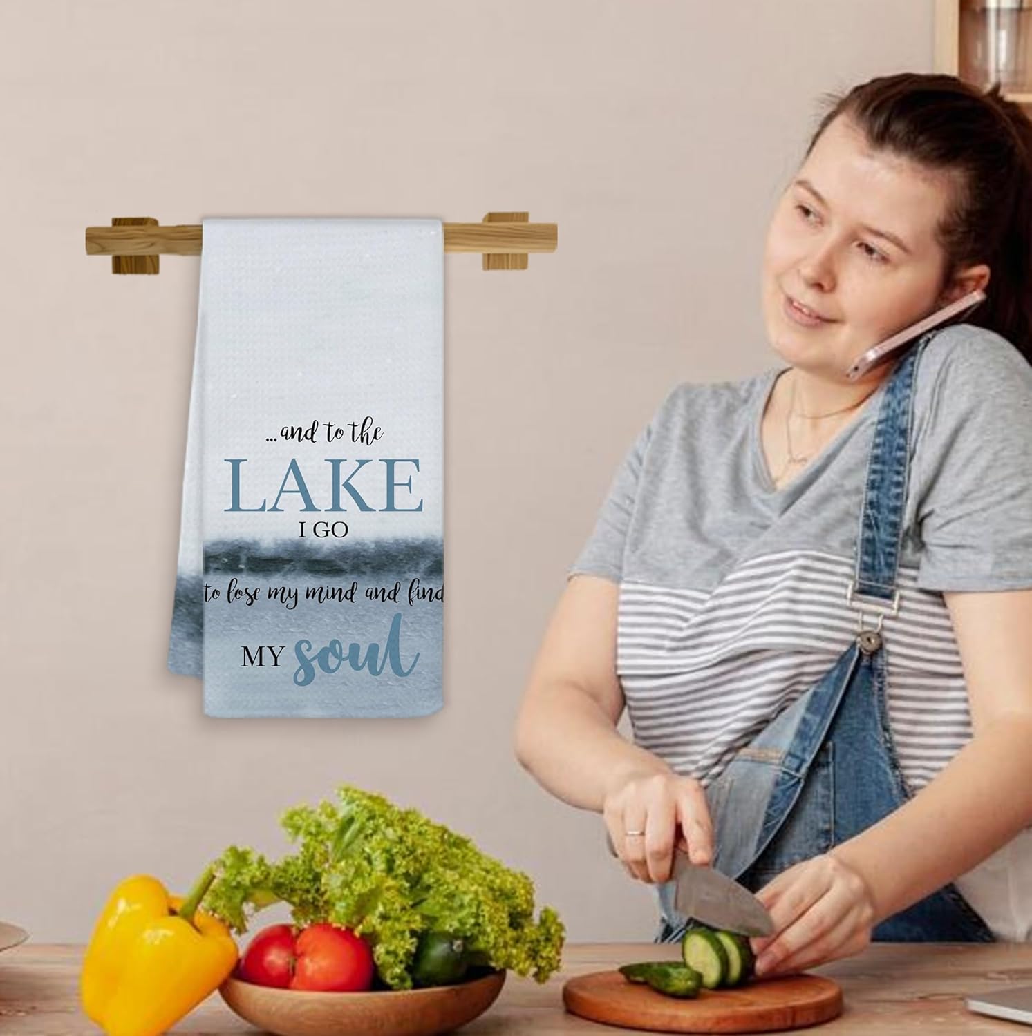 Lake House Decor Kitchen Towels, Gifts for Lake Lovers Dish Tea Towels for Kitchen Decor, Summer Lakeside Decorative Hand Towels for Cabin Bathroom, 16x24 Inch - Image 6