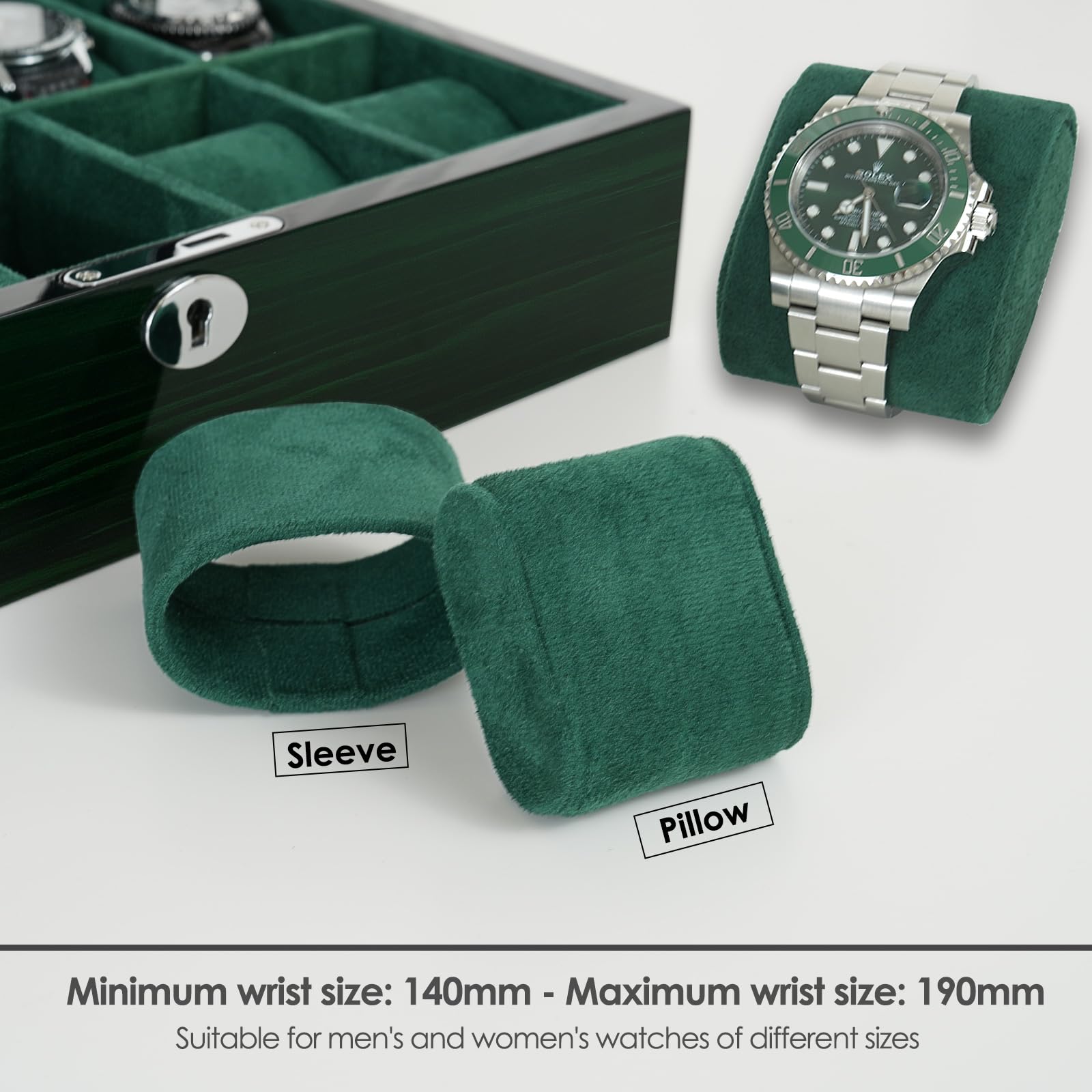 Caja organizadora de relojes para hombre, 10 relojes, pantalla de reloj inteligente, madera con interior de terciopelo suave, ventana de cristal grande, regalo para mujeres y hombres