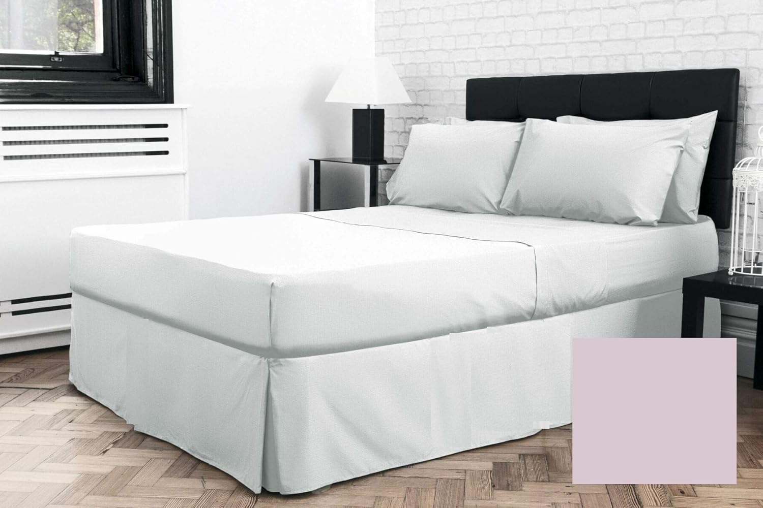 Euro Continental Double Bed Pleated BASE PLATFORM VALANCE Sheet (55" x 78") (UNDER MATTRESS