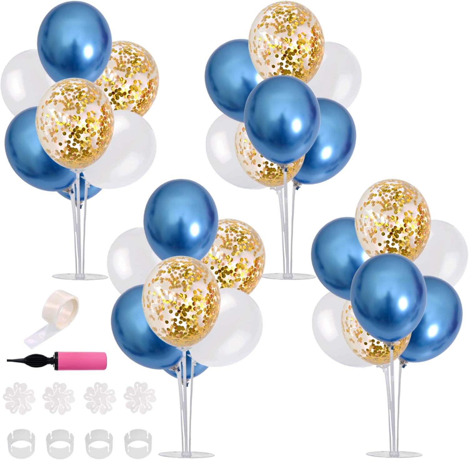 TONIFUL 4 Blue White Gold Balloon Centerpieces for Table,Balloon Stand kit for New Year 2026, Birthday Decorations,Class of 2026 Graduation Decorations,Baby Shower,Party Decorations - Image 7