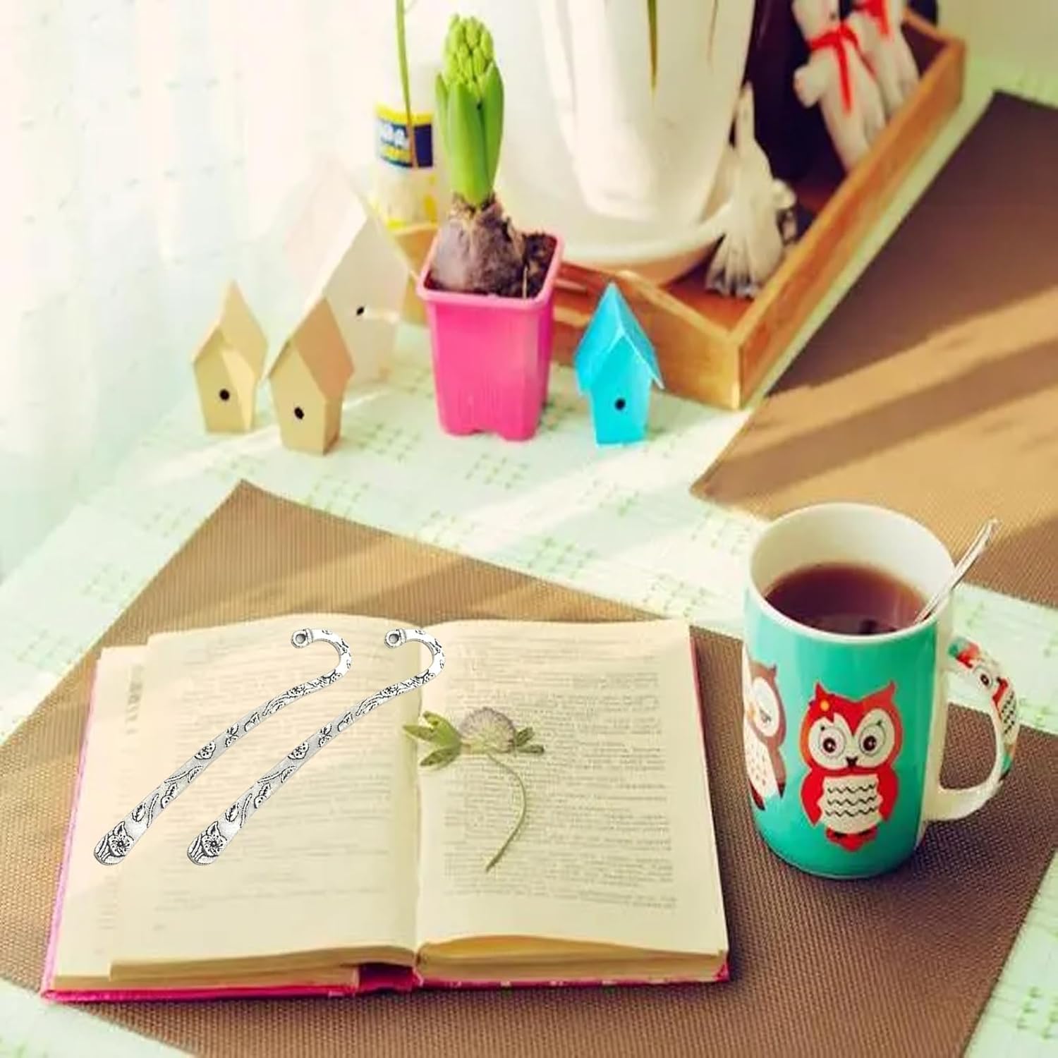 Generic 30 Pack Metal Bookmark - Silver Metal Bookmark Hairpin Hook Carved Antique Vintage with Loop Metal Book Markers Embossed Bookmarks, Jewelry Making Charms - Image 5