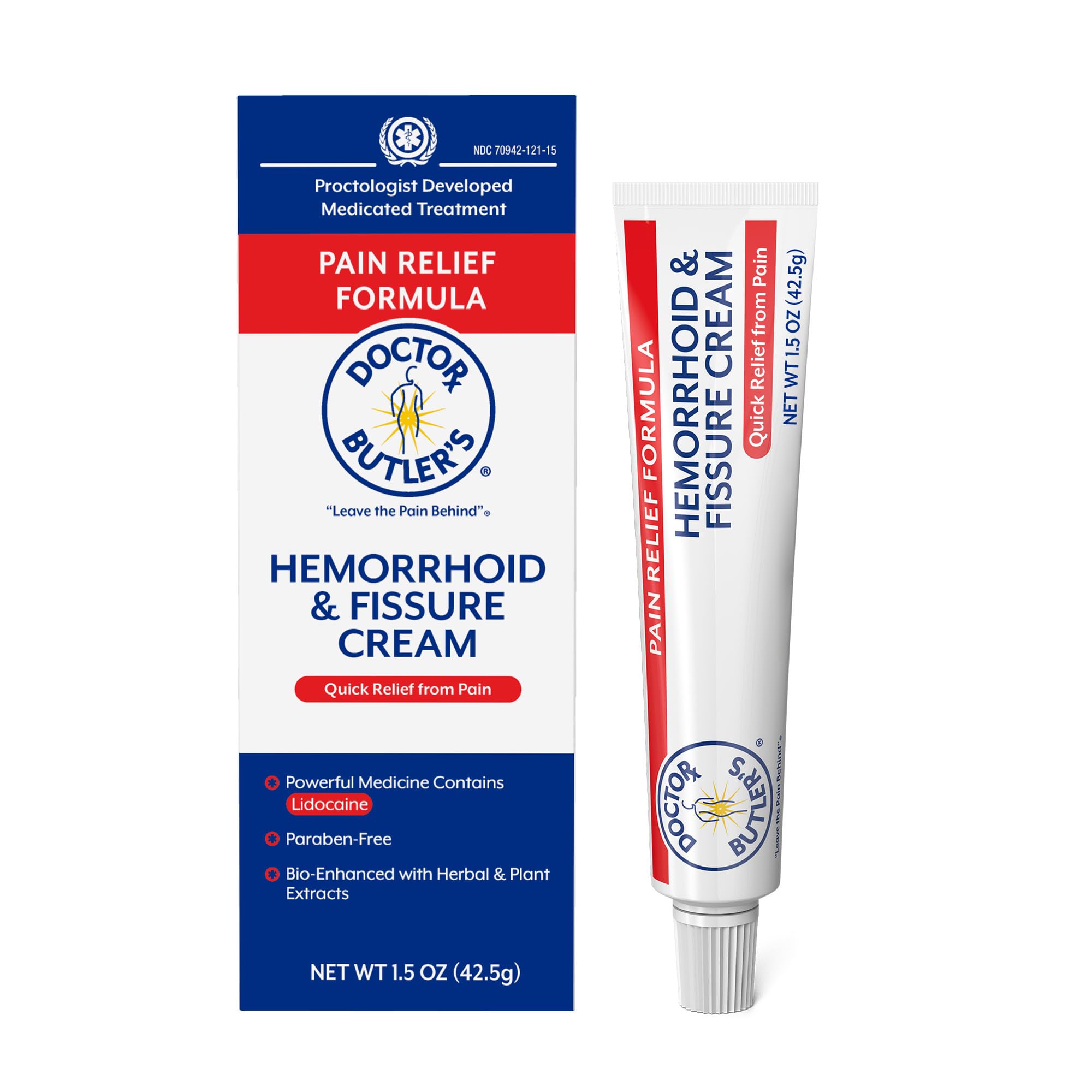 Doctor Butler's Hemorrhoid & Fissure Cream –Treatment with Lidocaine, 1.5oz 1.5 oz