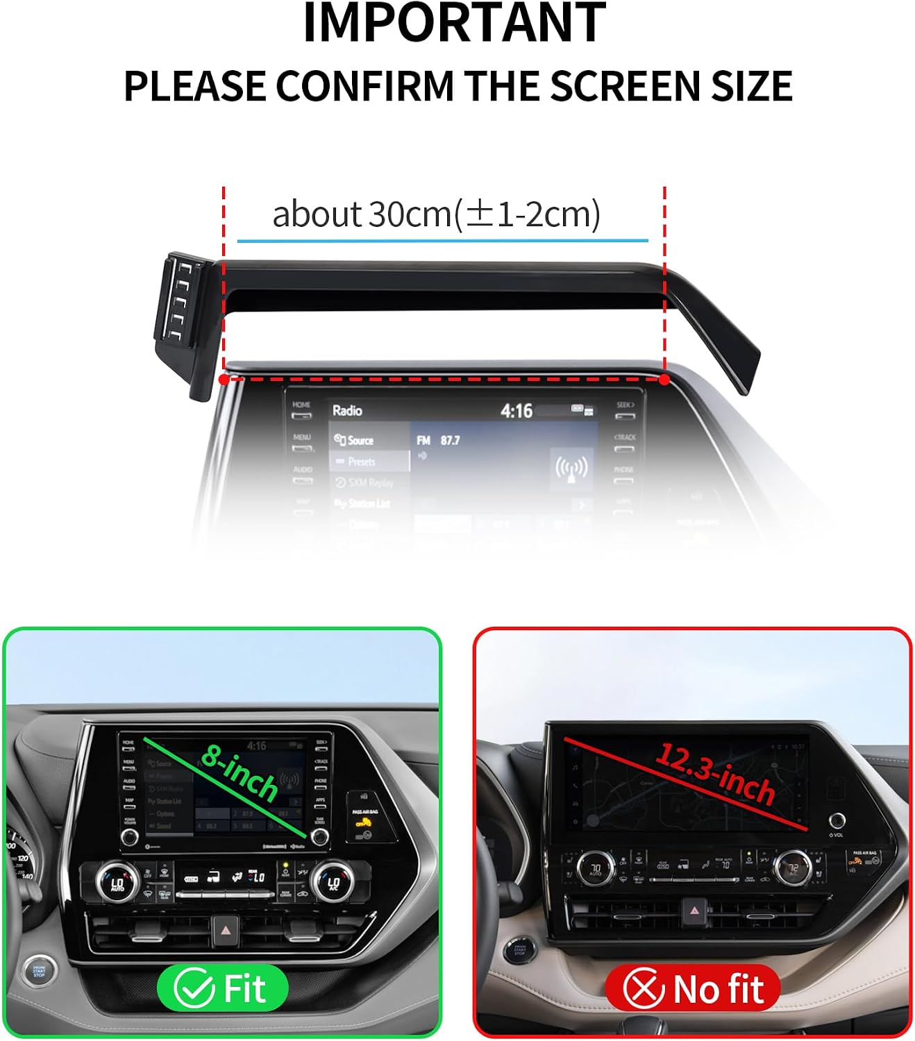 Wireless Charging Car Phone Holder for Toyota Highlander/Hybrid 2020-2026, 8" Screen Fixed Clip, 360° Rotation Car Phone Mount Compatible with MagSafe