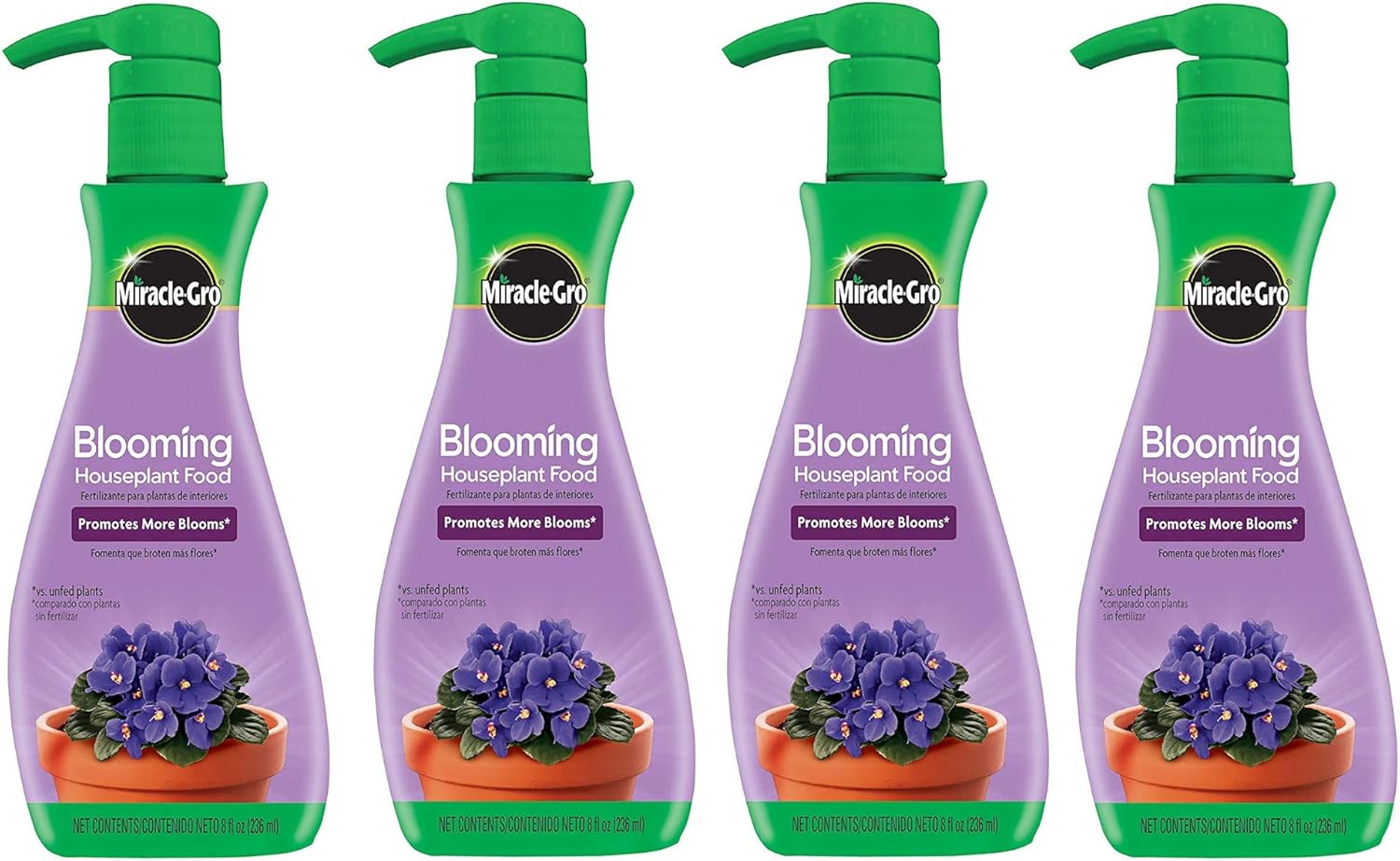 Miracle-Gro Blooming Houseplant Food, 8 oz, Plant Food Feeds All Flowering Houseplants Instantly, Including African Violets, 4 Pack