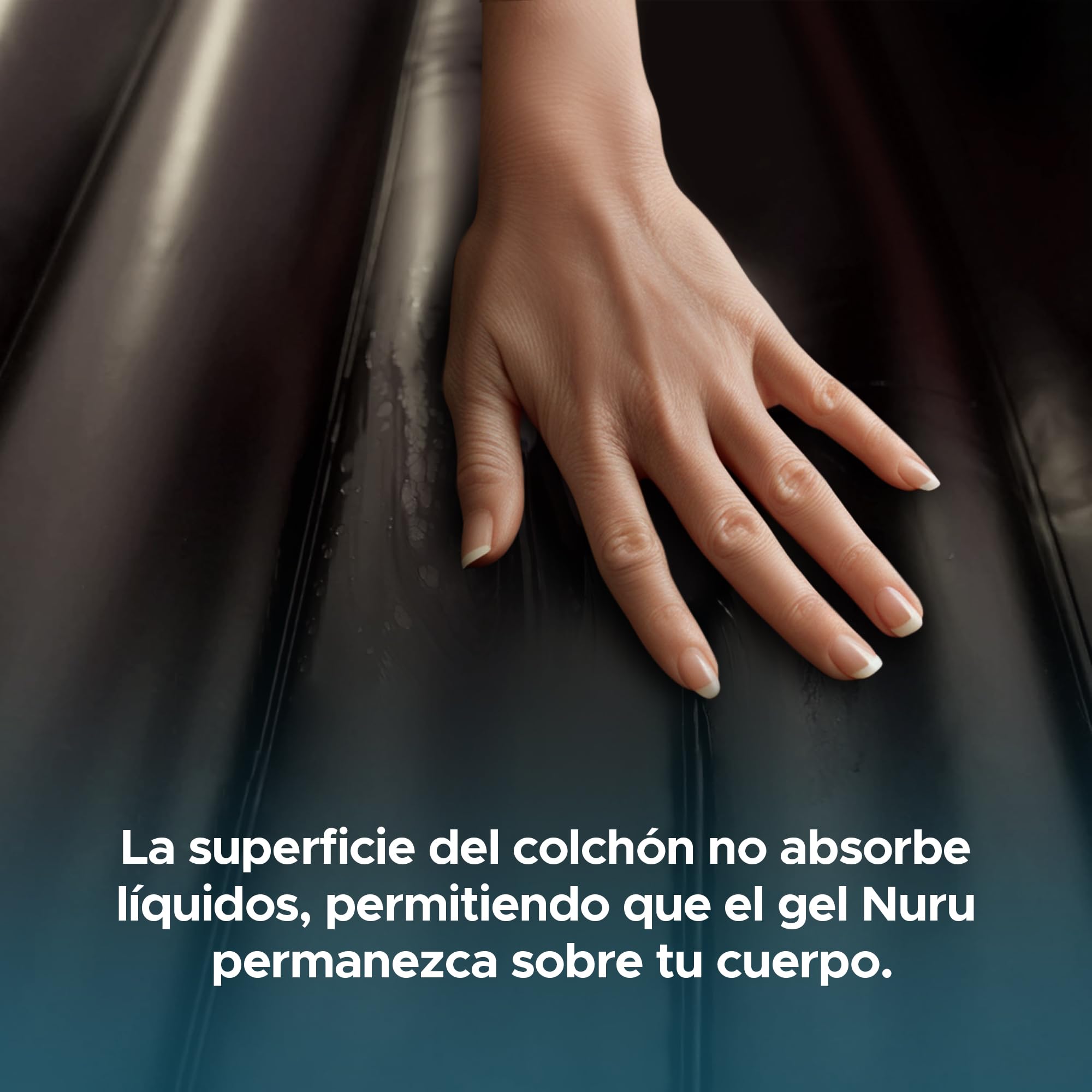 EROTICGEL Colchón de Aire Inflable para Masaje Nuru | PVC Negro Duradero e Impermeable | 232cm x 125cm x 15cm | Protección contra Aceite, Productos a Base de Agua y de Silicona